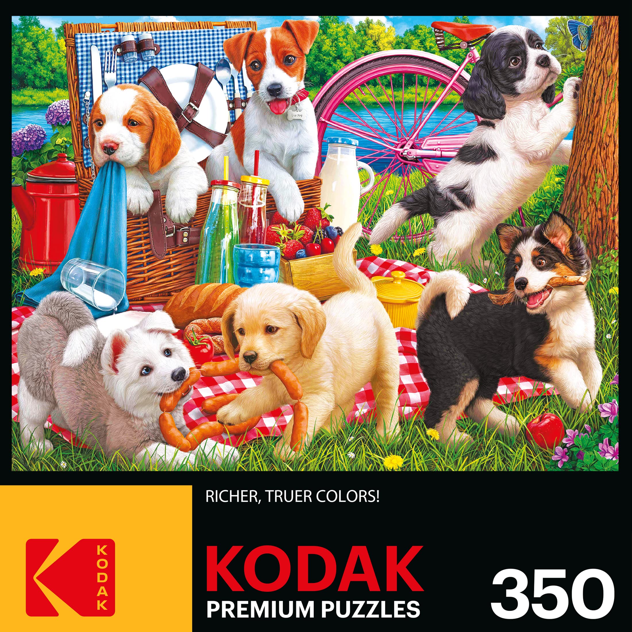 Foto 5 pulgar | Rompecabezas Roseart Kodak Premium Puppies On A Picnic, 350 Piezas - Venta Internacional.