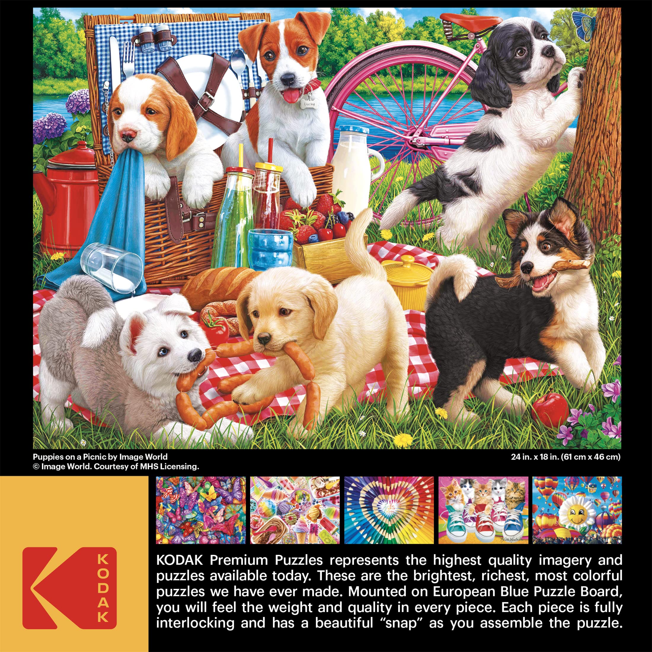 Foto 6 pulgar | Rompecabezas Roseart Kodak Premium Puppies On A Picnic, 350 Piezas - Venta Internacional.
