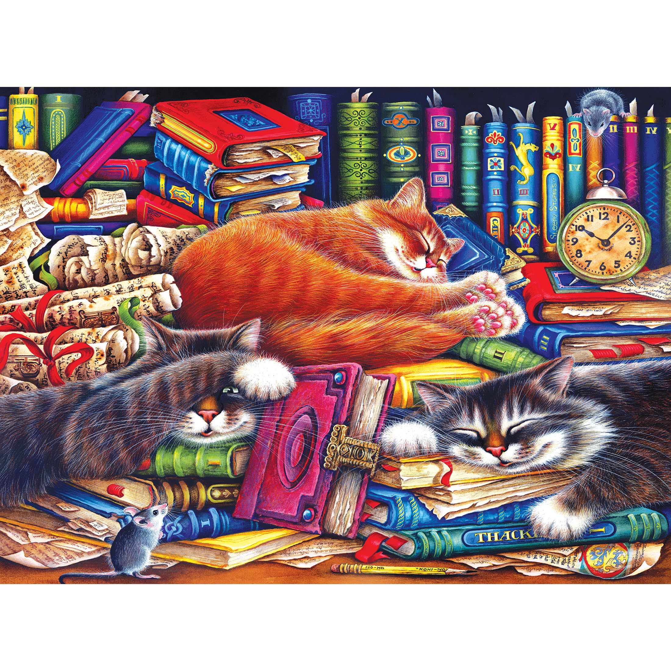 Foto 1 | Rompecabezas Roseart Puzzle Collector The Old Book Shops Cats - Venta Internacional.