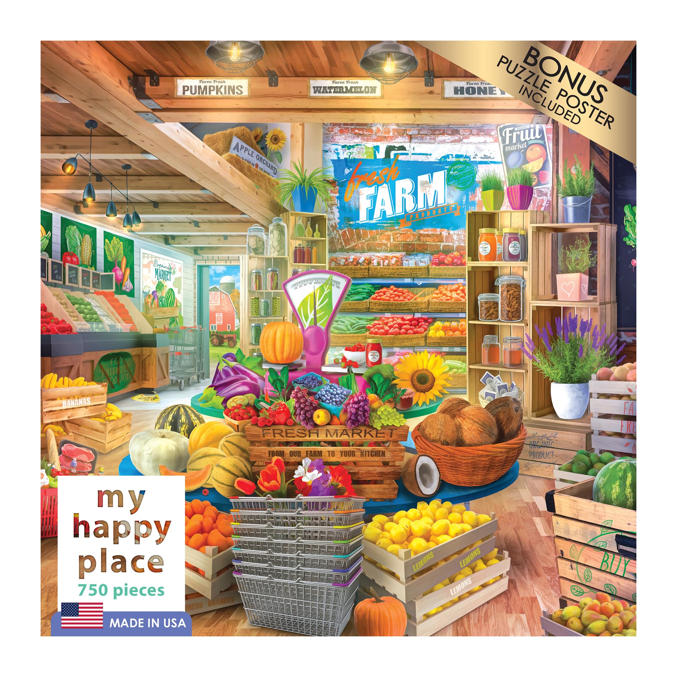 Foto 5 pulgar | Rompecabezas Roseart My Happy Place Organic Fresh Market - Venta Internacional.
