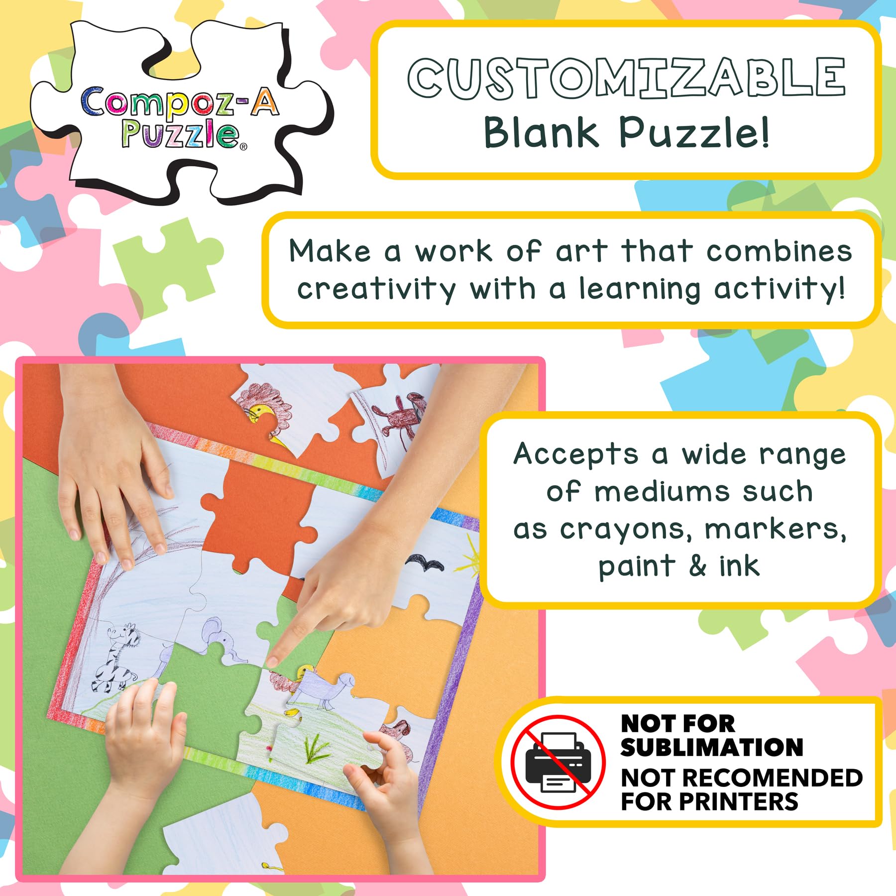 Foto 4 | Blank Puzzles Hygloss Con Forma De Corazón, 8,5 X 9,5 Cm, 100 Rompecabezas - Venta Internacional.