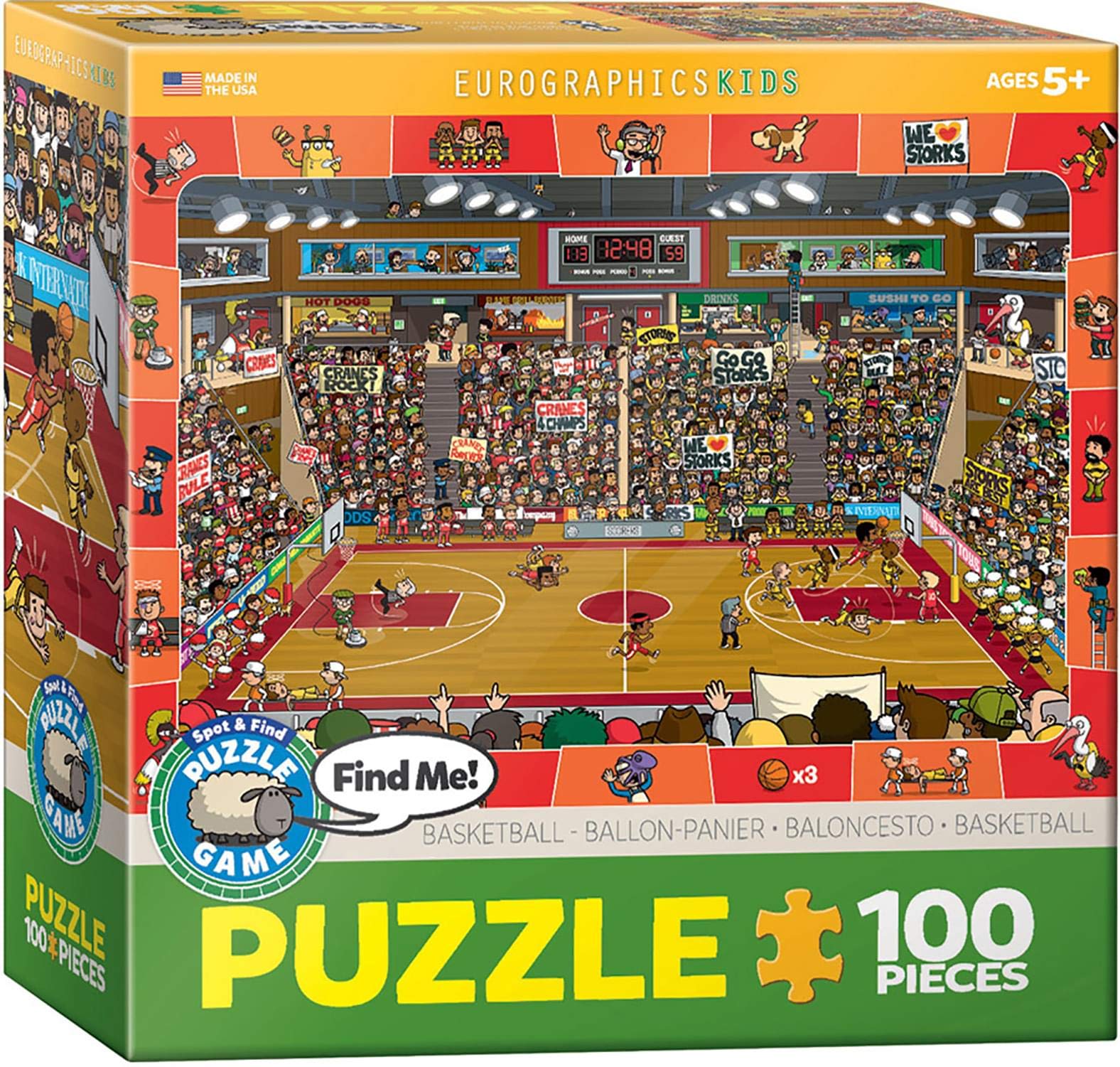 Foto 2 pulgar | Rompecabezas Eurographics Baloncesto Spot And Find 100 Piezas - Venta Internacional.