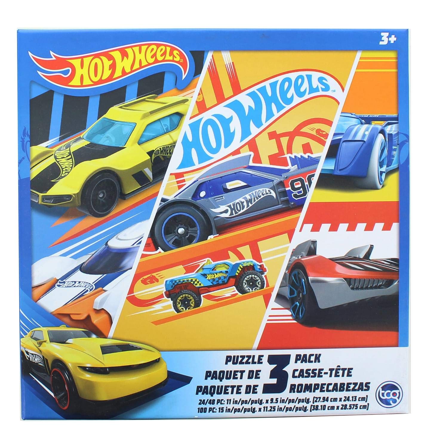 Foto 2 pulgar | Paquete De 3 Rompecabezas Hot Wheels Para Niños (24, 48, 100 Piezas) - Venta Internacional.