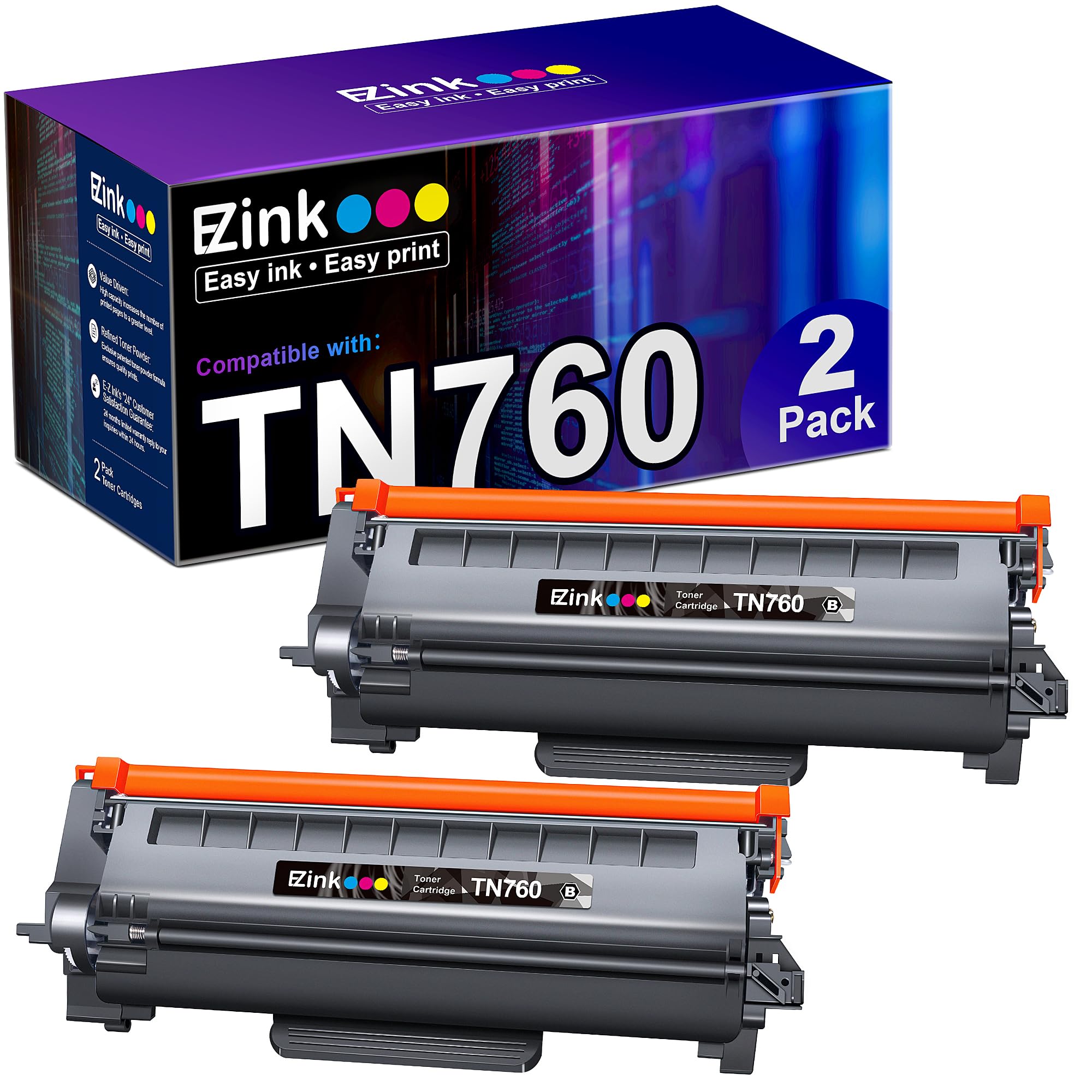 Venta Internacional - Cartuchos De Tóner E-z Ink Tn760 Compatibles Con Brother (paquete De 2) $1,047