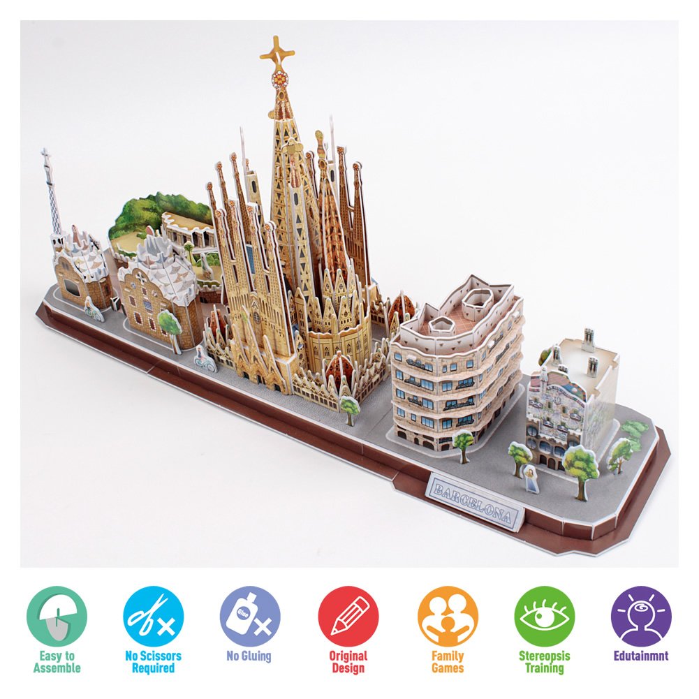 Foto 4 pulgar | Venta Internacional - Puzzle 3d Cubicfun Cityline Barcelona Con Sagrada Familia