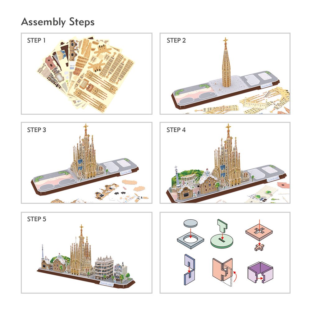 Foto 9 pulgar | Venta Internacional - Puzzle 3d Cubicfun Cityline Barcelona Con Sagrada Familia