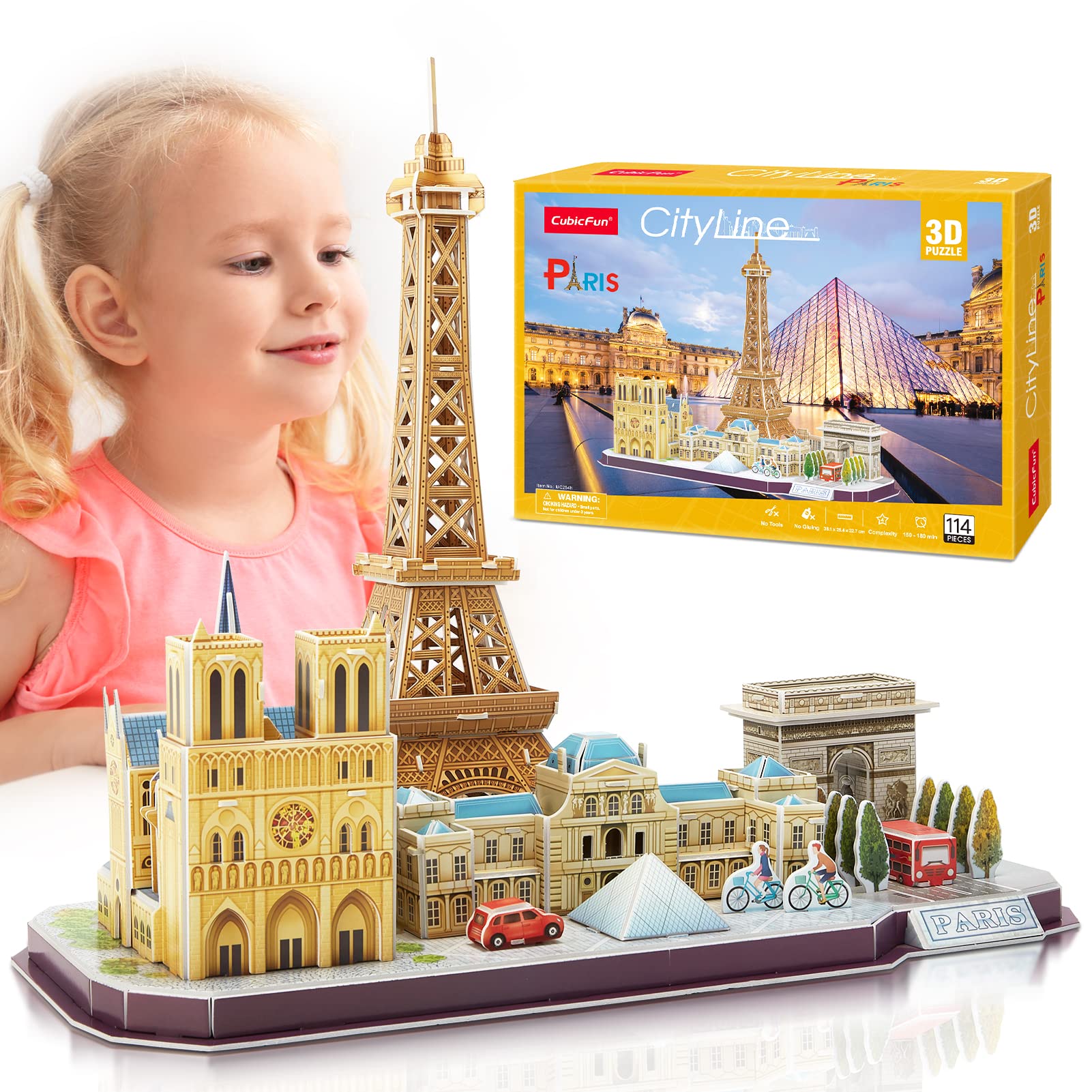 Foto 2 pulgar | Venta Internacional - Puzzle 3d Cubicfun Cityline París Torre Eiffel Notre Dame 8-