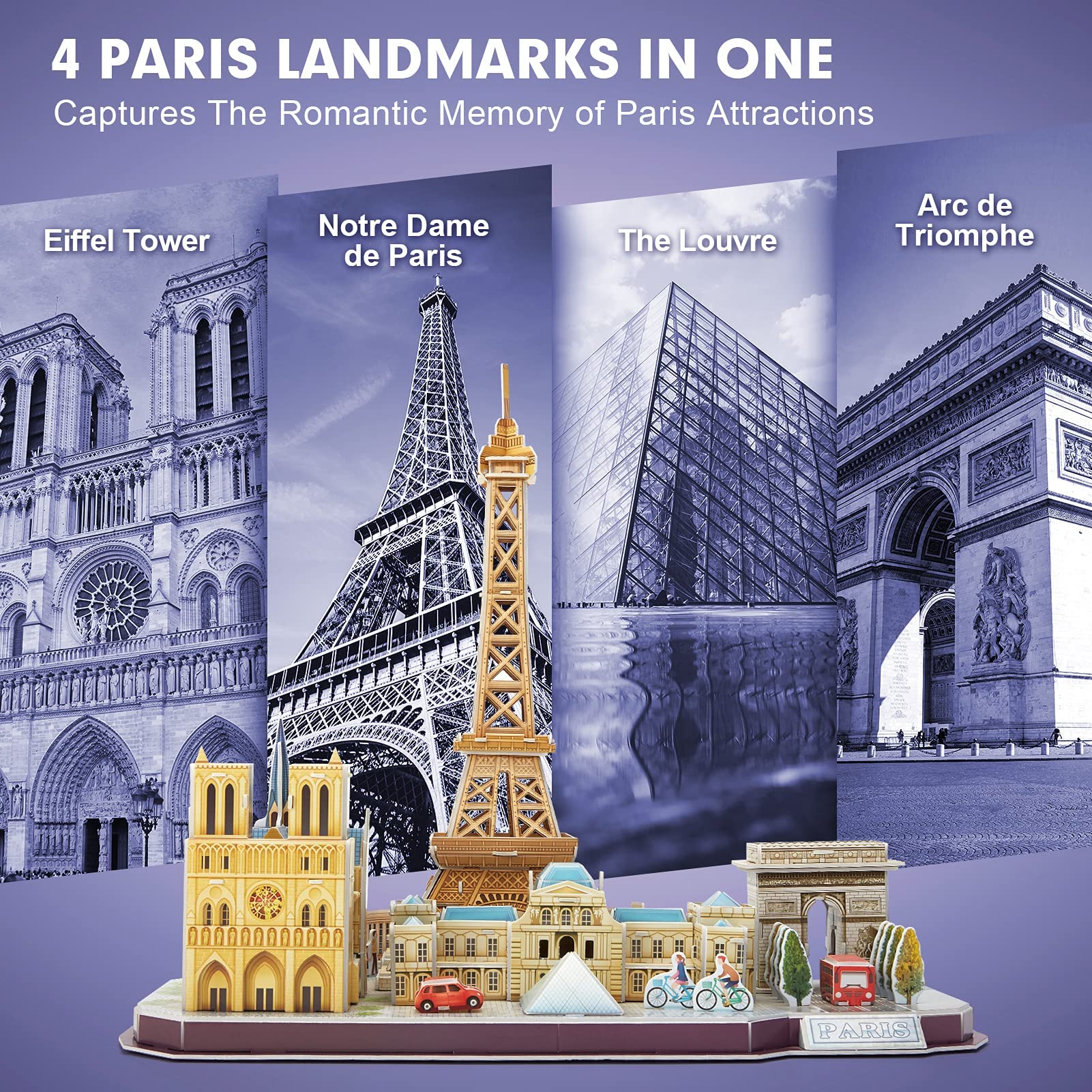 Foto 3 pulgar | Venta Internacional - Puzzle 3d Cubicfun Cityline París Torre Eiffel Notre Dame 8-