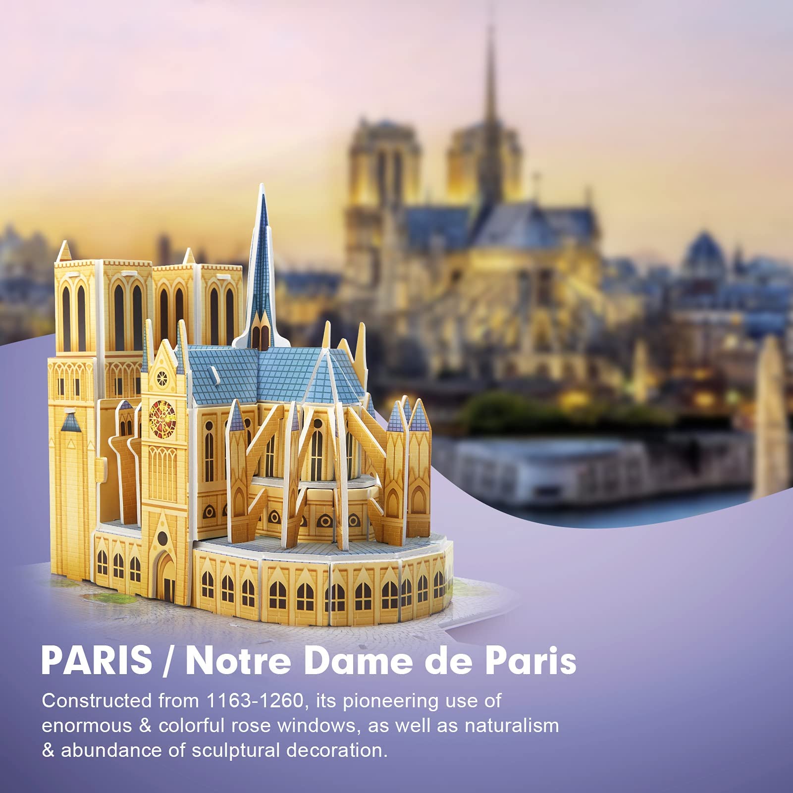 Foto 5 pulgar | Venta Internacional - Puzzle 3d Cubicfun Cityline París Torre Eiffel Notre Dame 8-