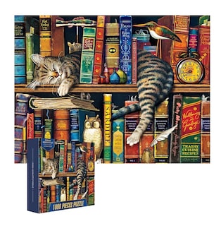 Foto 1 | Rompecabezas De 70 X 50 Cm De Gato Y Libros, 1000 Piezas Gato Libros