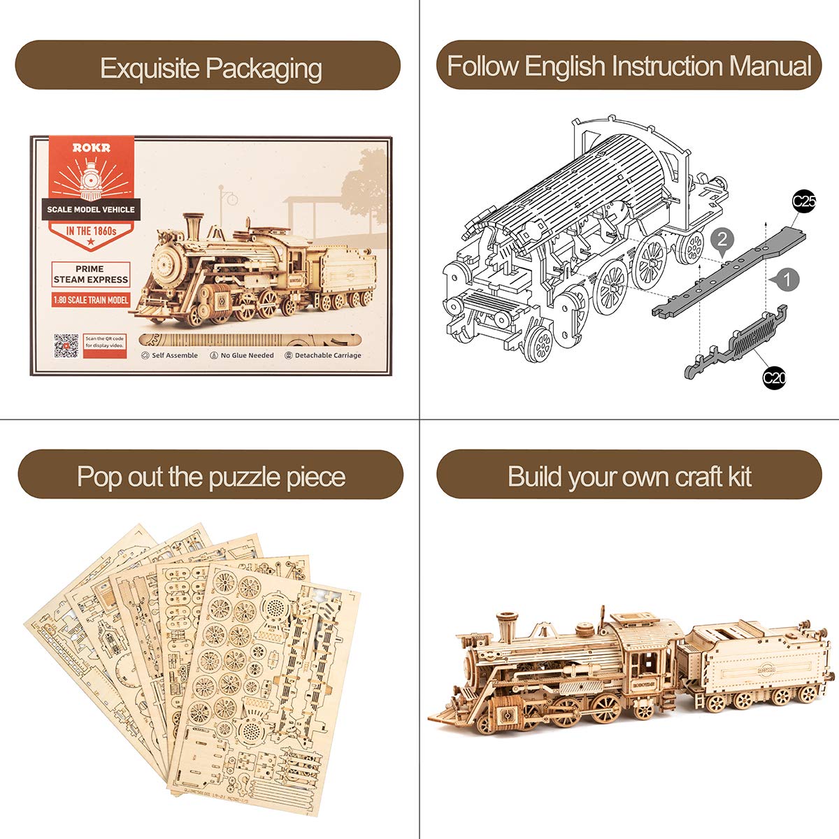 Foto 4 | Rompecabezas Rokr Mechanical Train Modelo Prime Steam-Venta Internacional