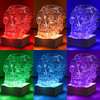 Foto 3 | Rompecabezas de Cristal con Calavera 3D con Base Iluminada - Venta Internacional