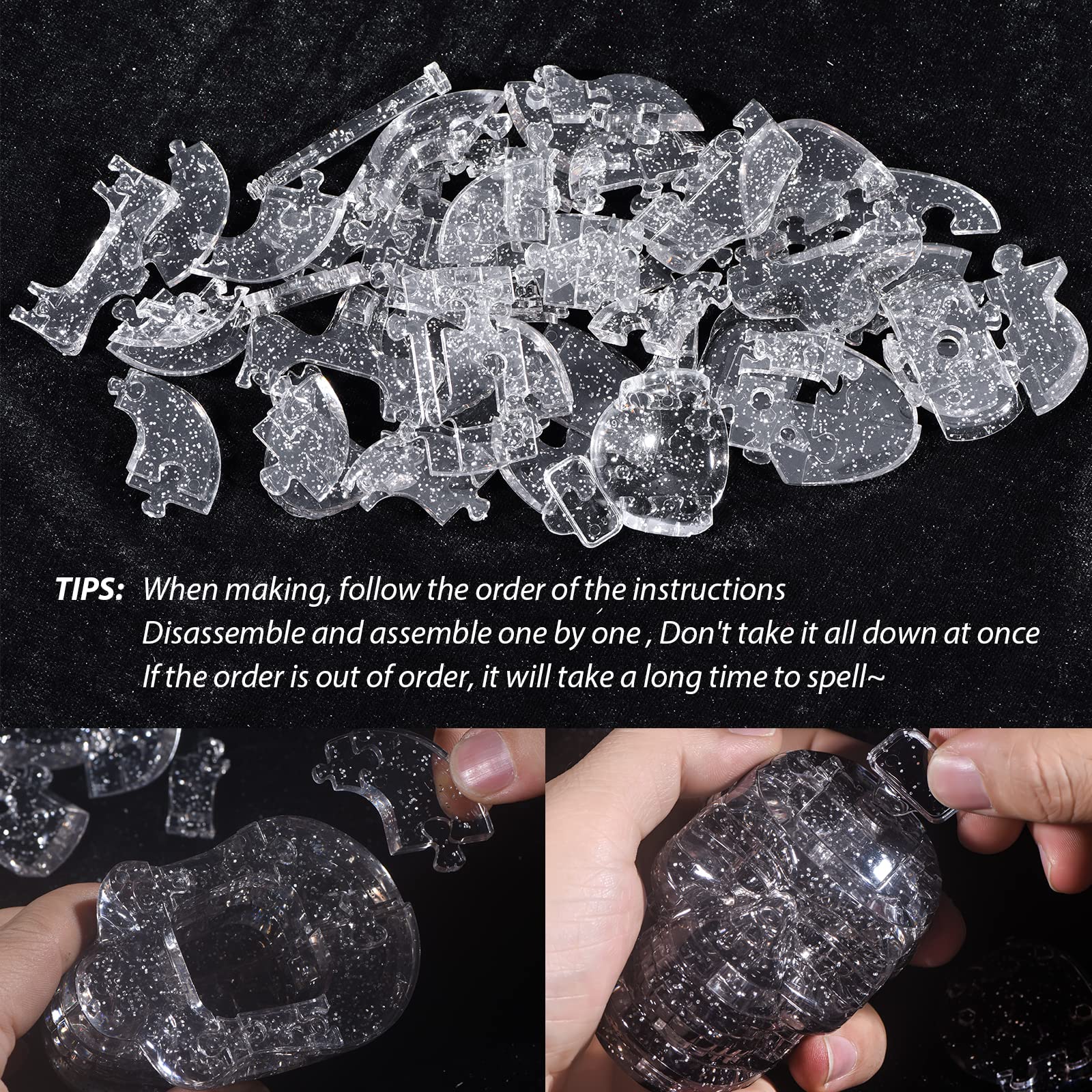Foto 5 | Rompecabezas de Cristal con Calavera 3D con Base Iluminada - Venta Internacional