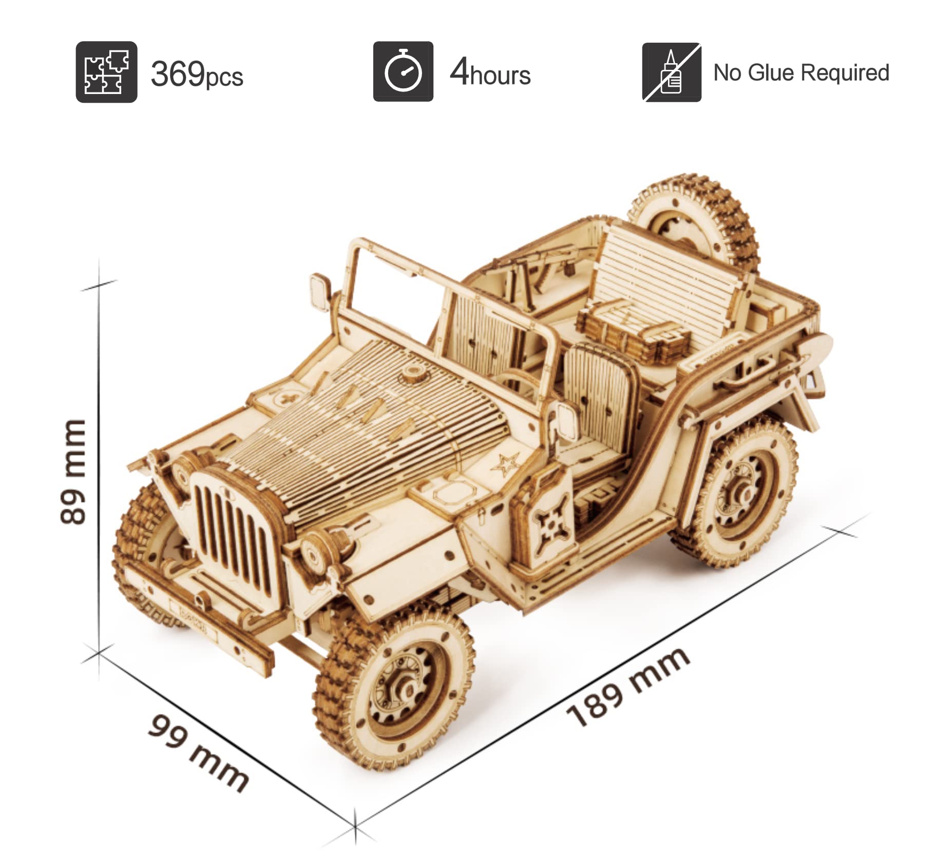 Foto 6 | Puzzle de Madera Rokr Mechanical Car Modelo Army Field Car - Venta Internacional