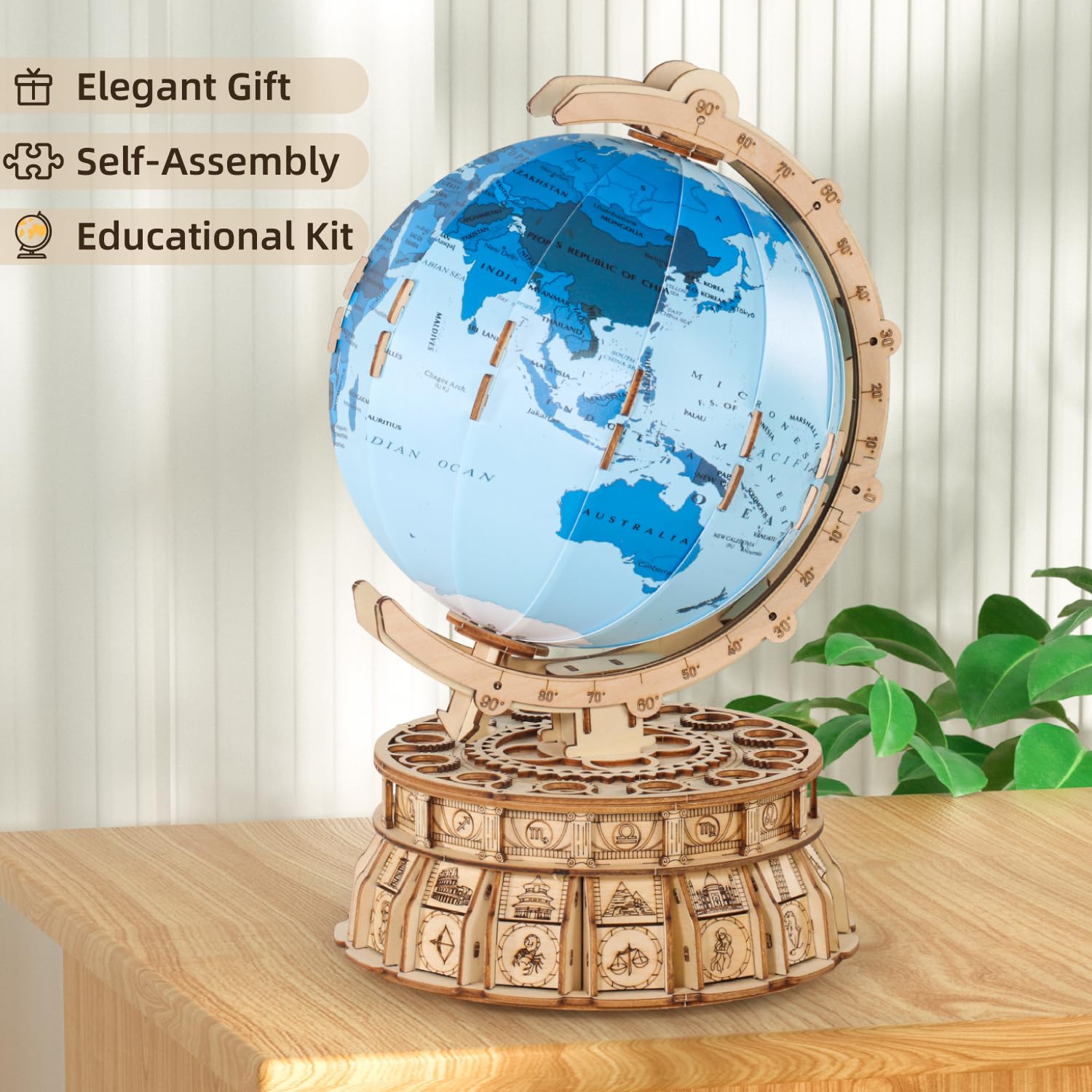 Foto 5 pulgar | Puzzle de Madera Miebely 3d Globe con Caja de Música Y Proyector Espacial - Venta Internacional