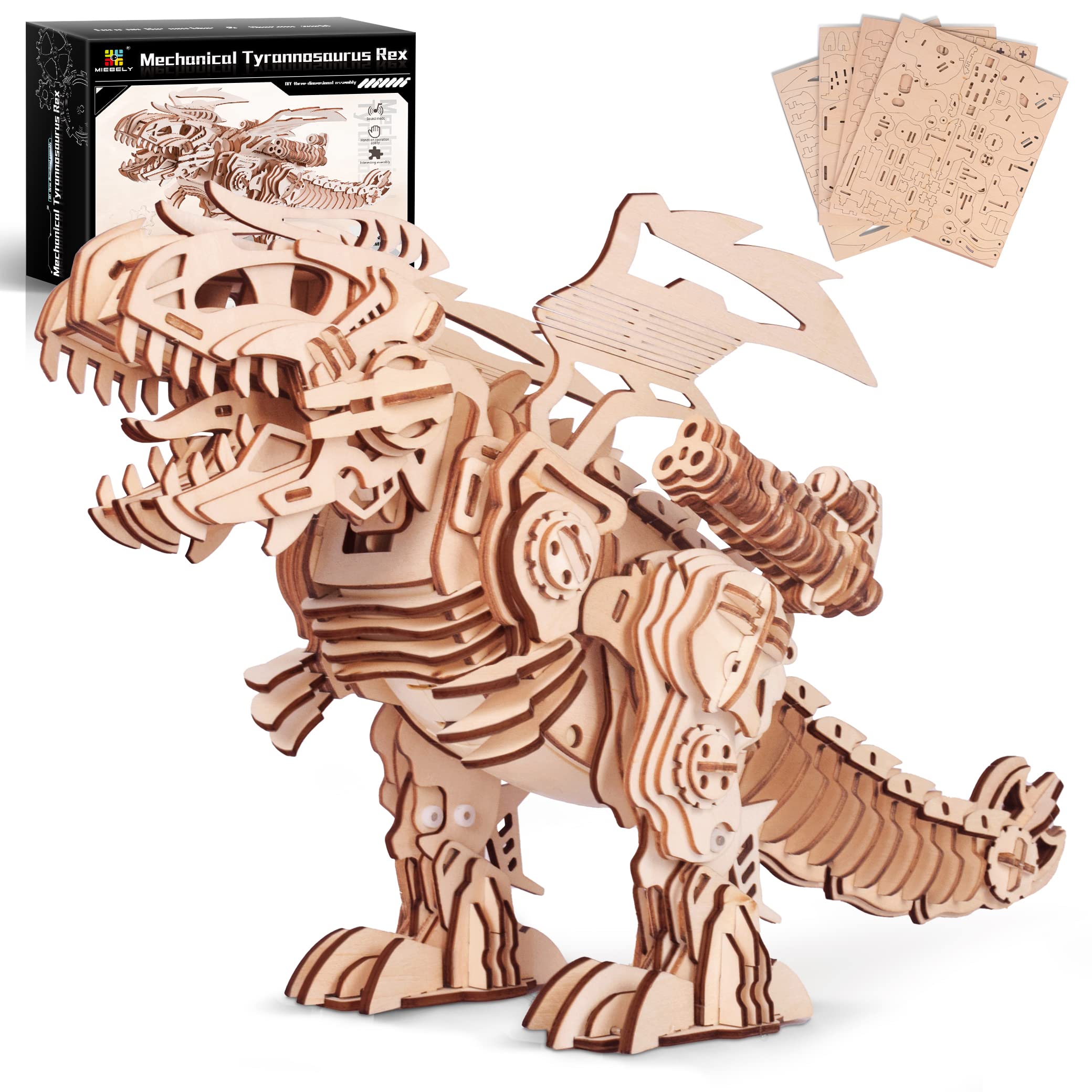 Foto 2 pulgar | Rompecabezas 3D MIEBELY de Madera T-Rex que Camina y Ruge - Venta Internacional