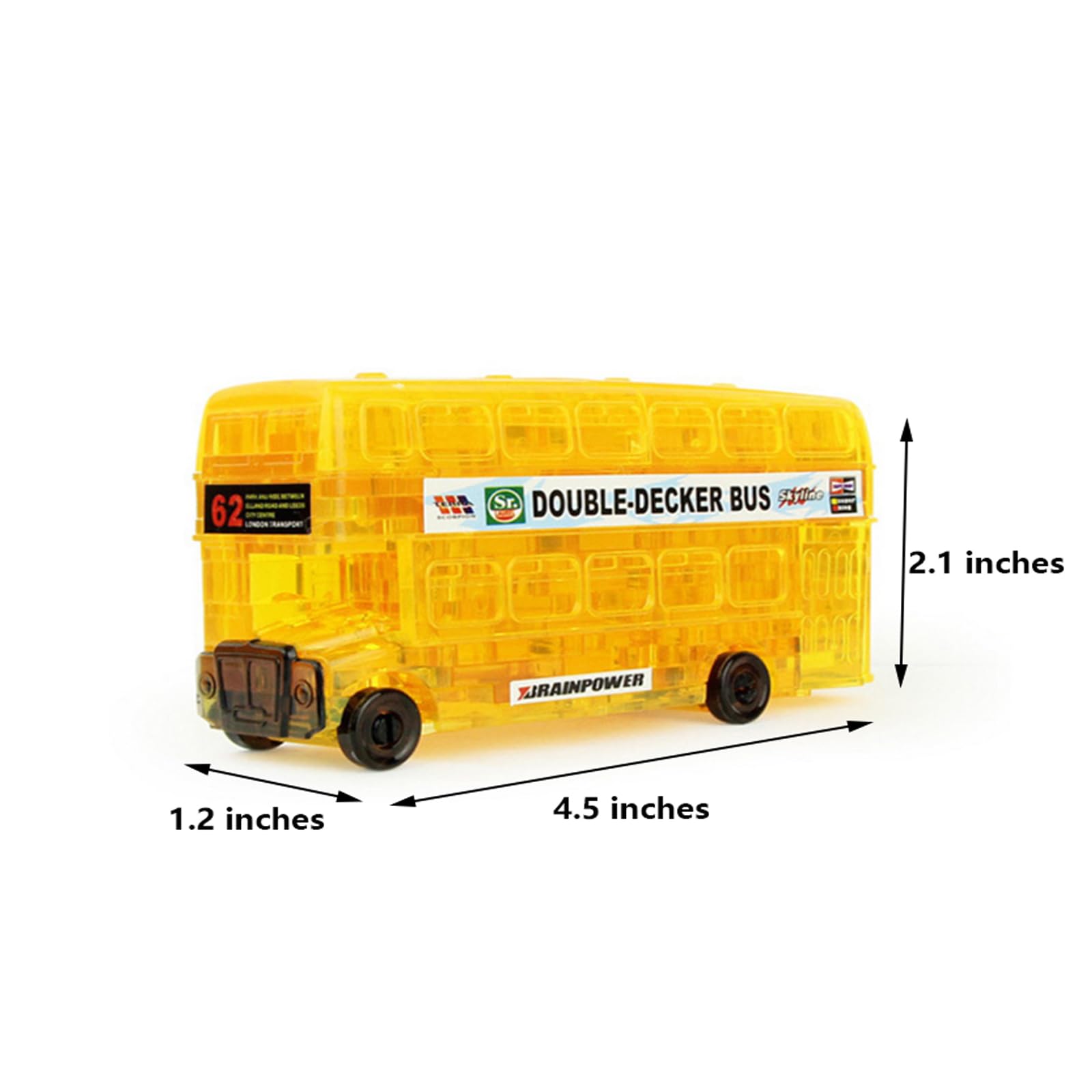 Foto 4 pulgar | Rompecabezas 3D de cristal Autobús Vintage de dos Pisos Amarillo con 54 piezas - Venta Internacional