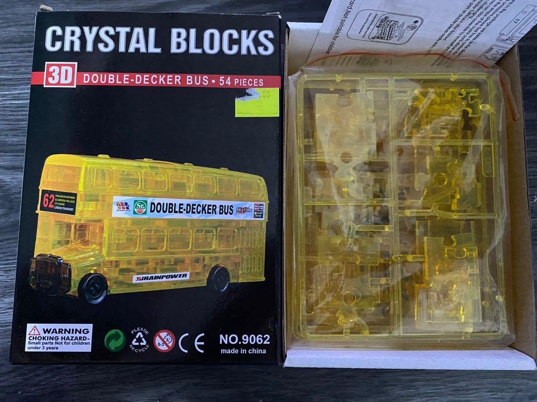 Foto 5 pulgar | Rompecabezas 3D de cristal Autobús Vintage de dos Pisos Amarillo con 54 piezas - Venta Internacional