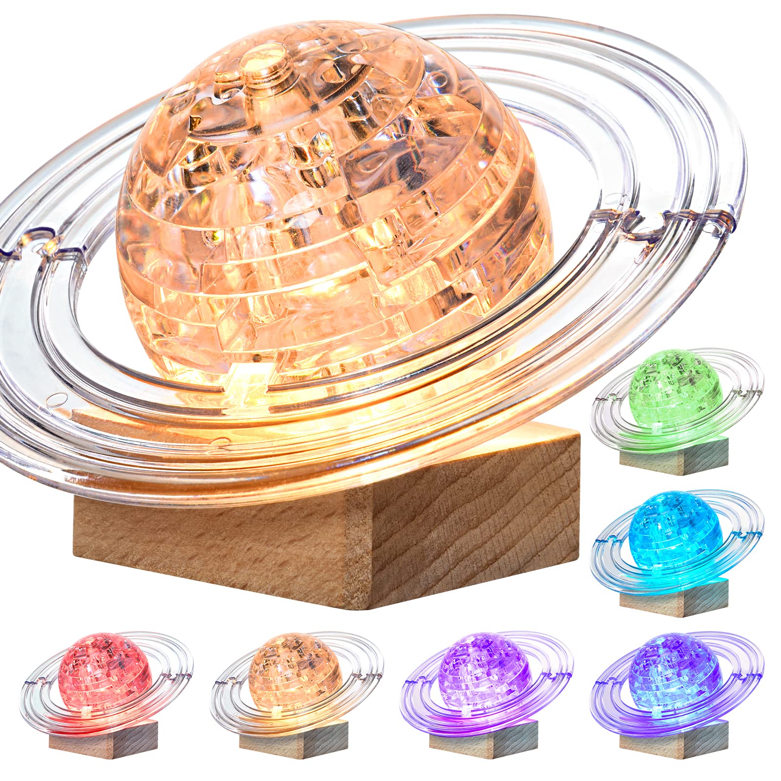 Puzle de Cristal 3D Saturno 40 Piezas con Base Iluminada - Venta Internacional