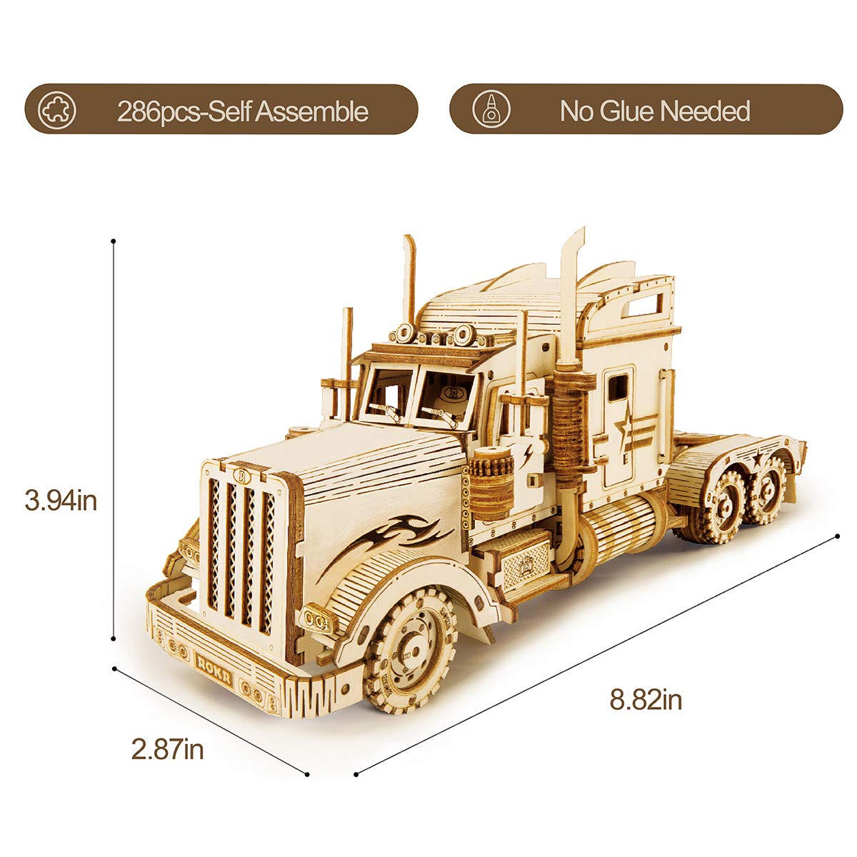 Foto 5 | Puzzle de Madera 3d Rokr Mechanical Car Model Heavy Truck - Venta Internacional