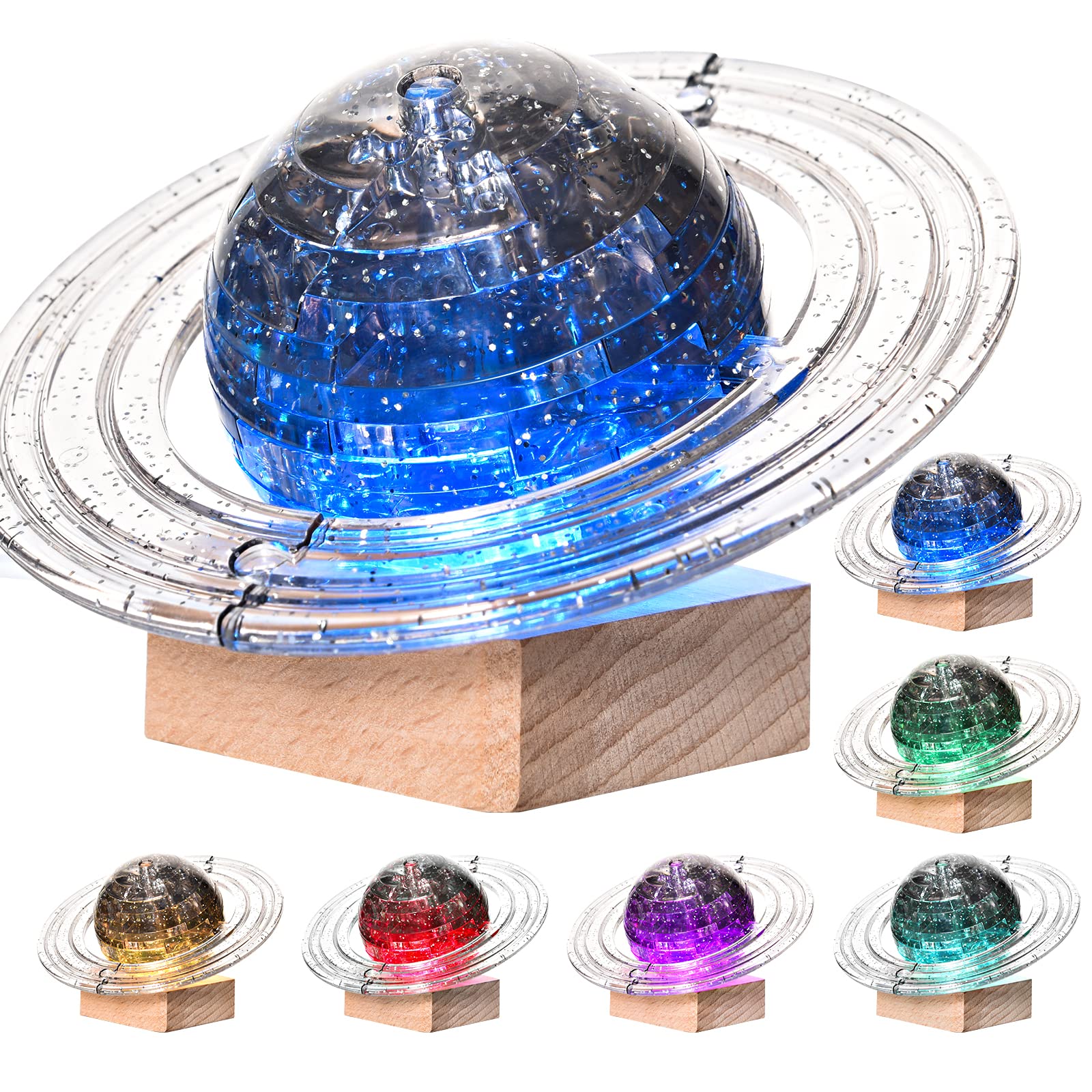 Puzle de Cristal 3d Saturno con Base Iluminada 40 Piezas- Venta Internacional