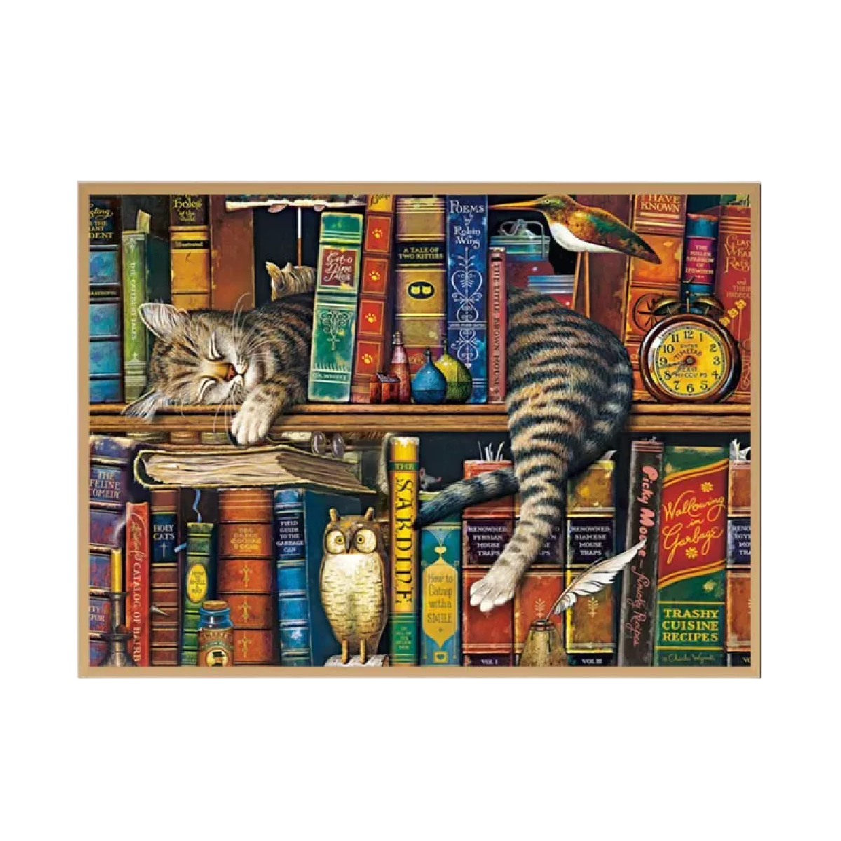 Foto 2 pulgar | Rompecabezas 70x50cm De Gato Y Libros,puzzle Juguete 1000pcs