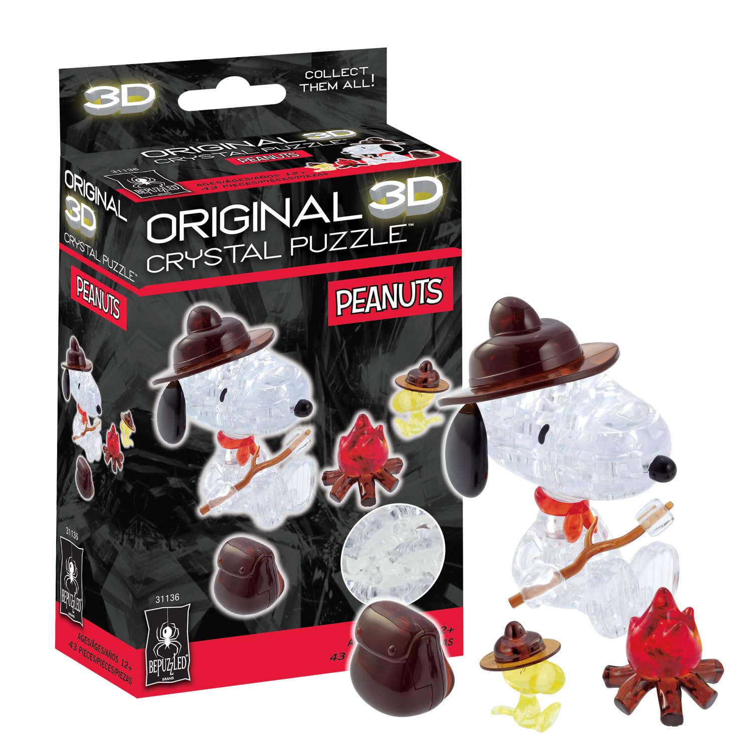 Puzzle De Cristal 3d Bepuzzled Peanuts Snoopy Campfire - Venta Internacional.