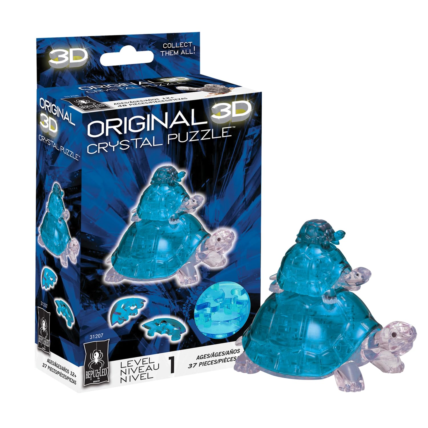 Puzzle De Cristal 3d Bepuzzled Turtles Estándar Original Azul - Venta Internacional.