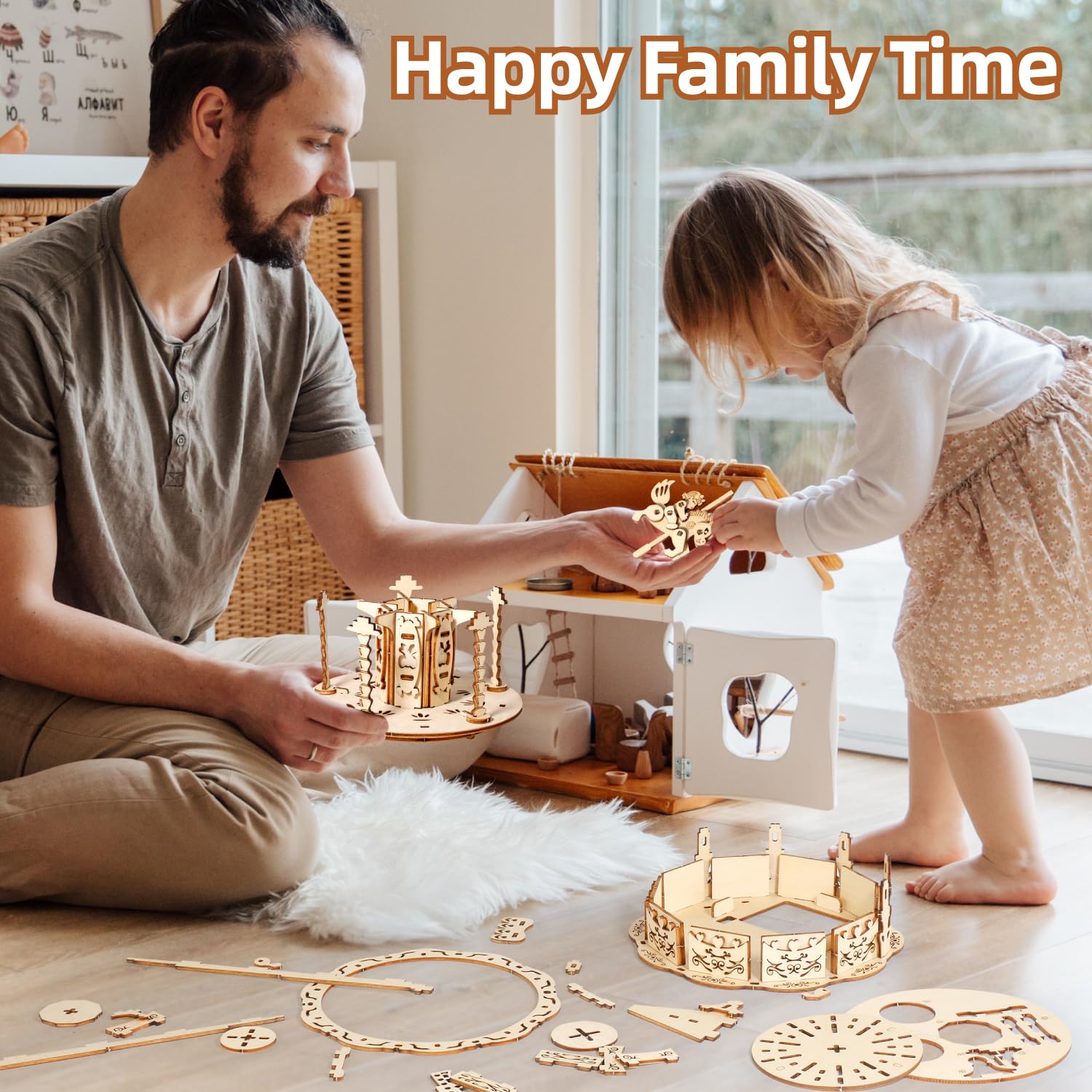 Foto 6 | Puzles De Madera 3d Miebely Led Carrusel, Caja De Música Para Adultos Y Niños - Venta Internacional.