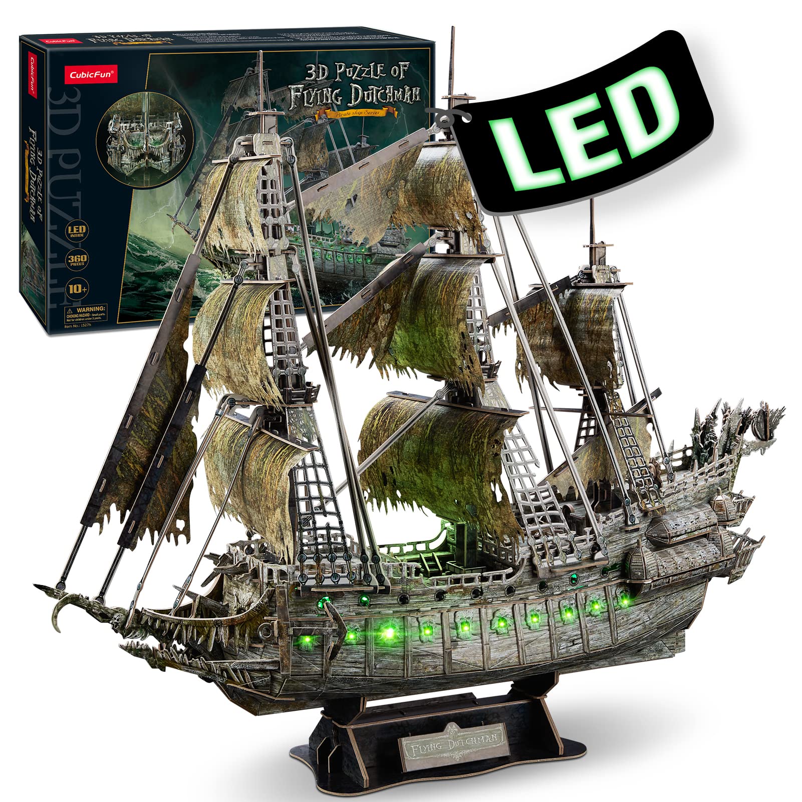 Foto 2 pulgar | Puzle 3D CubicFun Green Led Flying Dutchman 360 Piezas - Venta Internacional