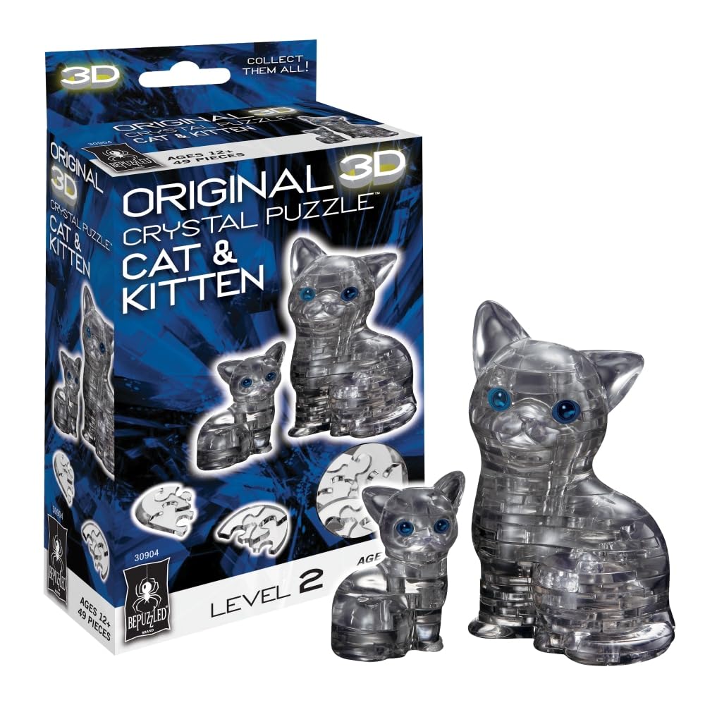 Foto 2 pulgar | Puzzle De Cristal 3d Bepuzzled Cat & Kitten Original Para Mayores De 12 Años - Venta Internacional.