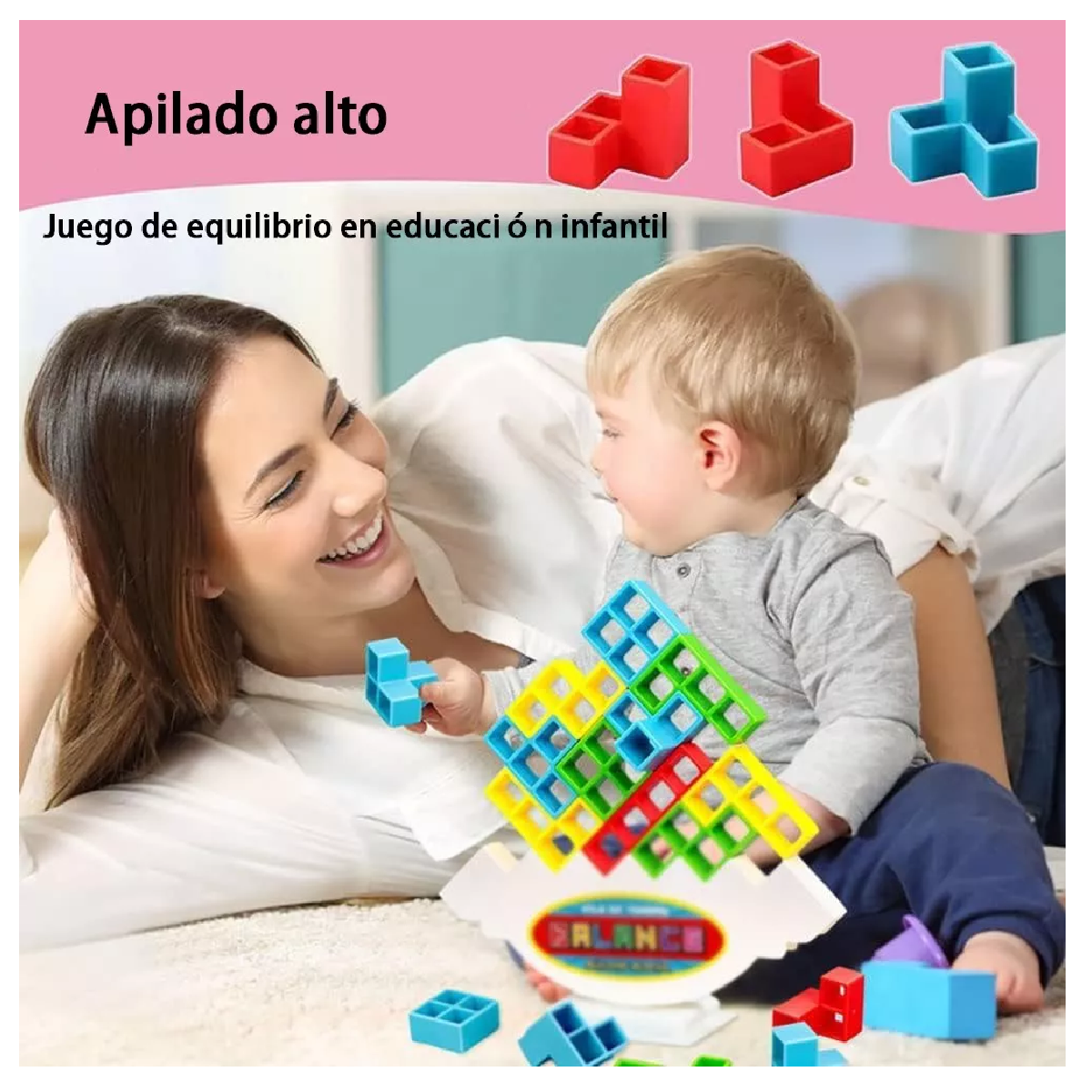 Foto 4 pulgar | Juguete Educativo Apilar El Plastico Bloques Equilibrio 36pc Colores