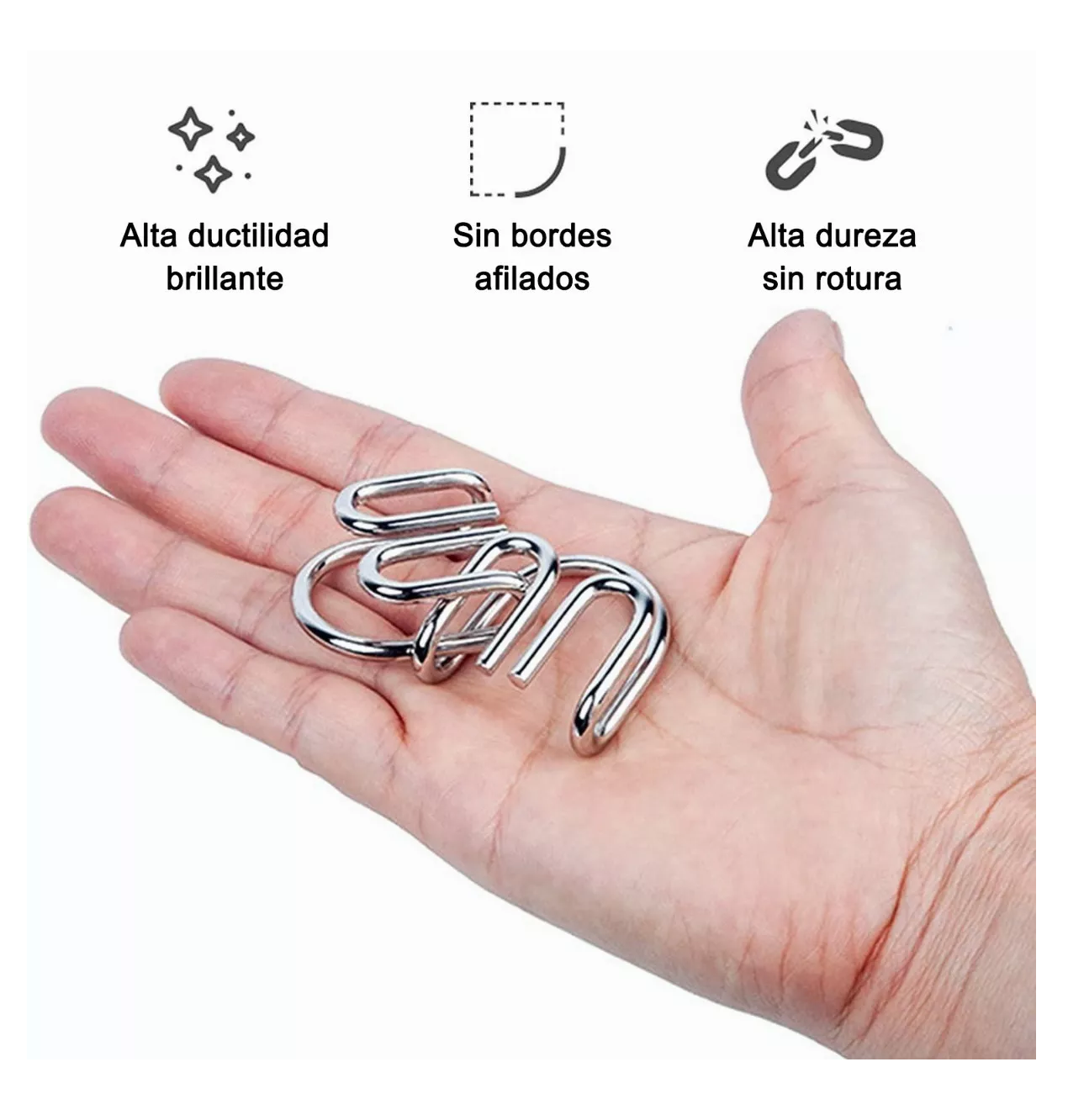 Foto 6 pulgar | Rompecabezas de Alambre de Metal Educativo 24 Piezas Plata para Niños