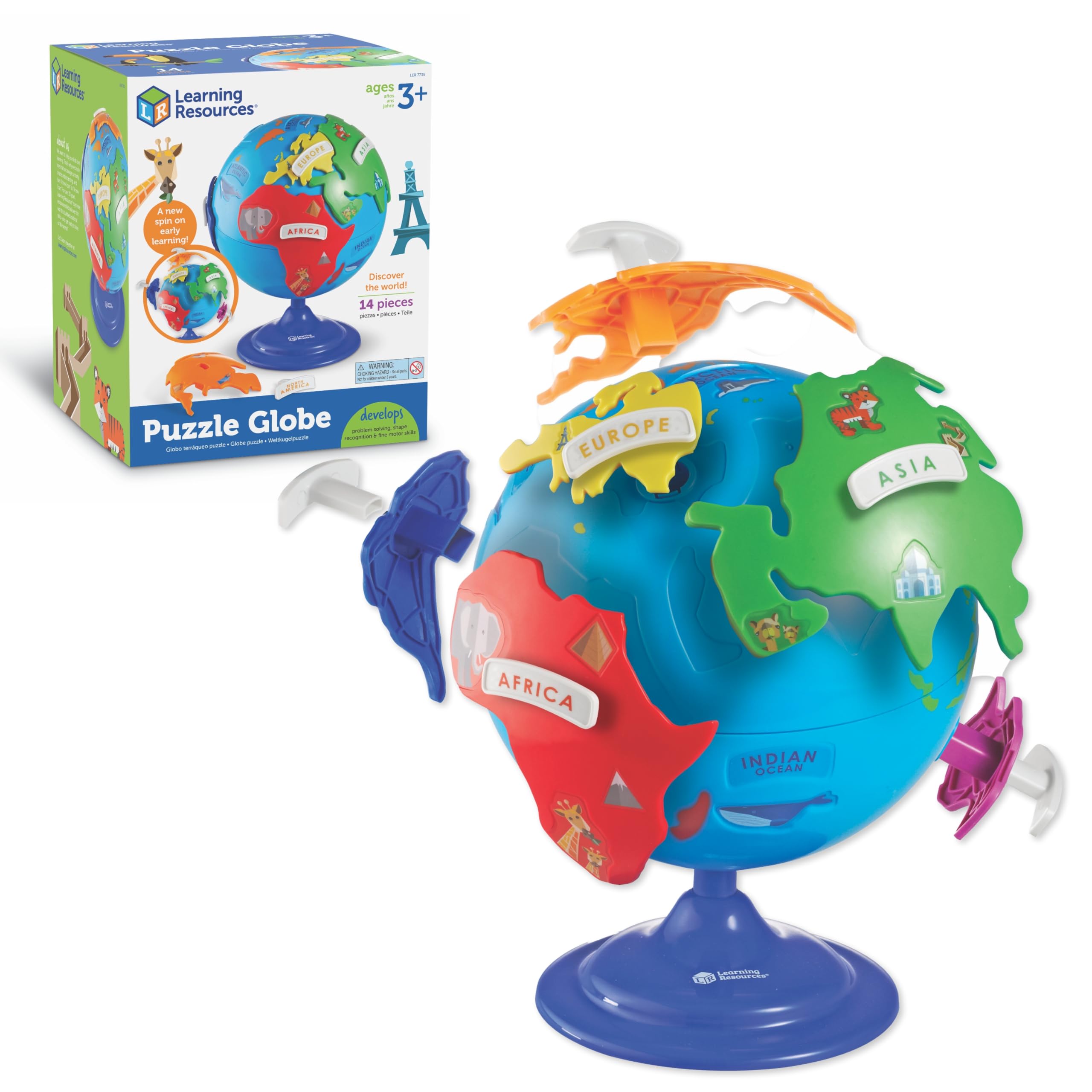 Foto 2 pulgar | Puzzle Globe Learning Resources, 14 Piezas, Para Niños De Más De 3 Años - Venta Internacional.