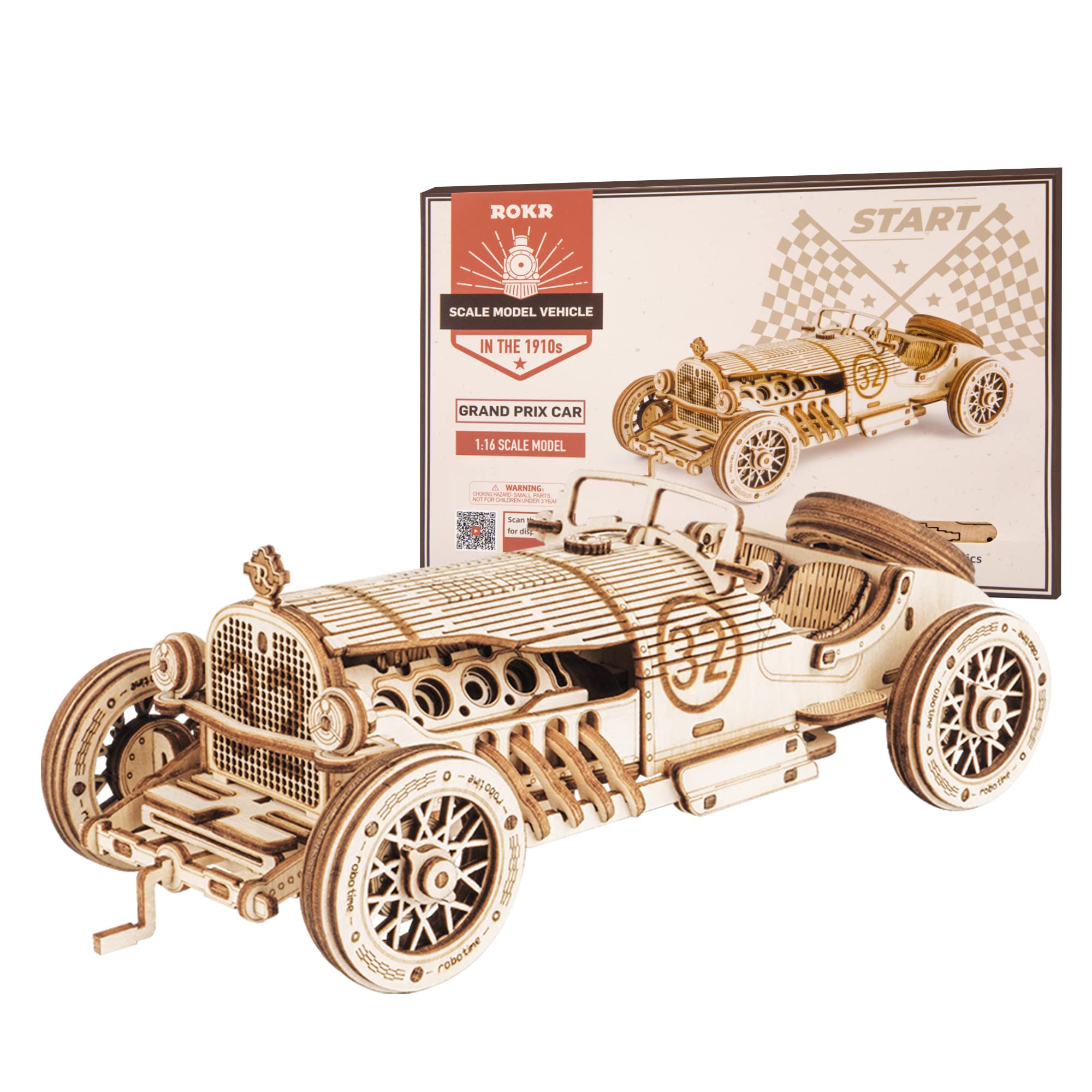 Puzzle De Madera 3d Rokr Mechanical Car Model Grand Prix 1:16 - Venta Internacional.