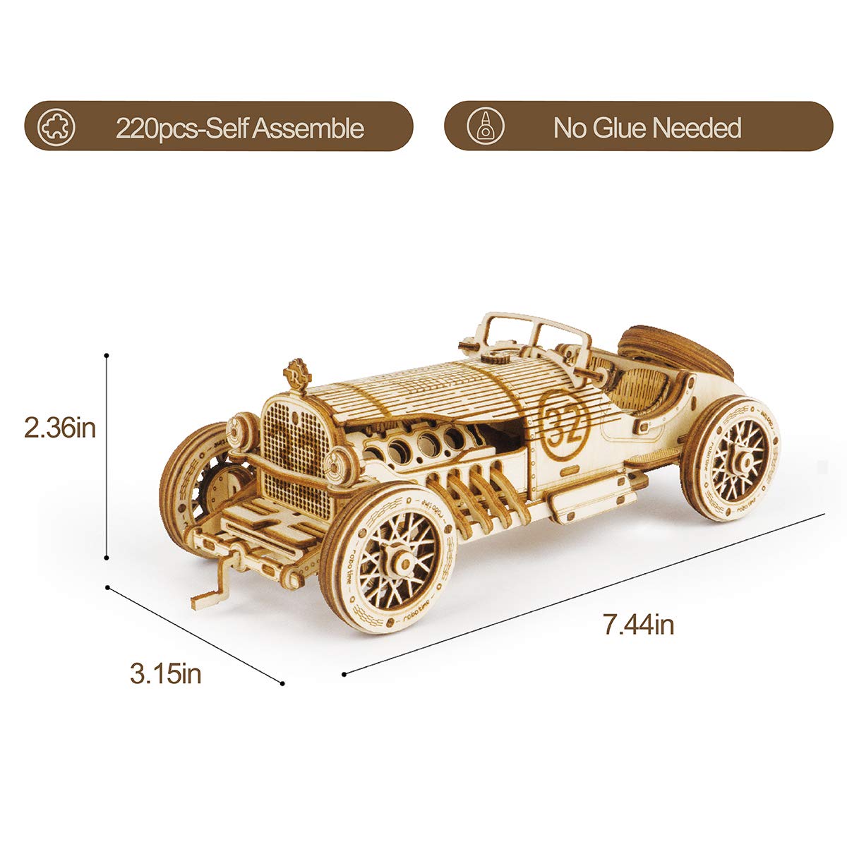 Foto 5 | Puzzle De Madera 3d Rokr Mechanical Car Model Grand Prix 1:16 - Venta Internacional.