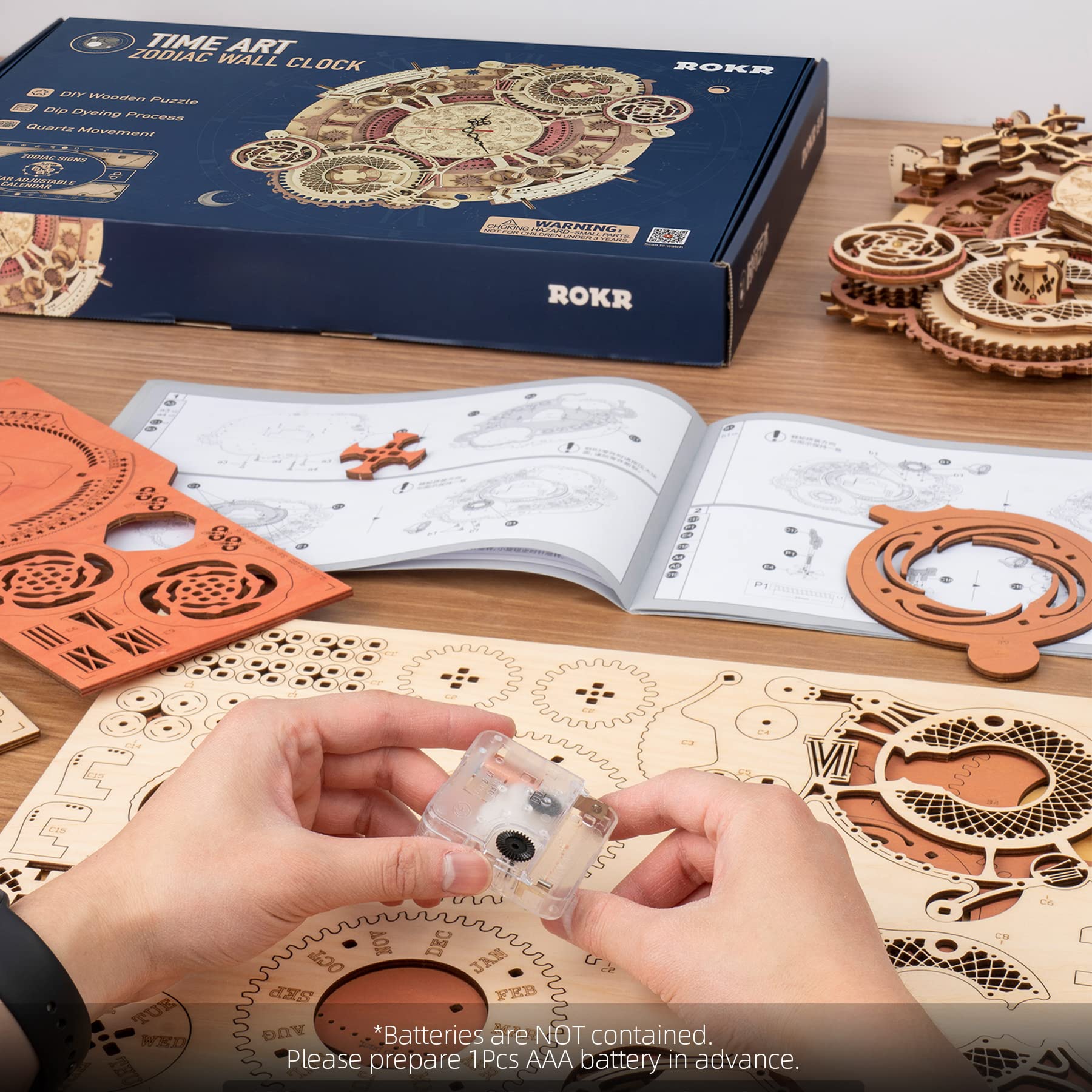 Foto 6 pulgar | Kit De Modelo 3d De Reloj De Pared Rokr Zodiac Con Forma De Rompecabezas De Madera Para Adultos - Venta Internacional.