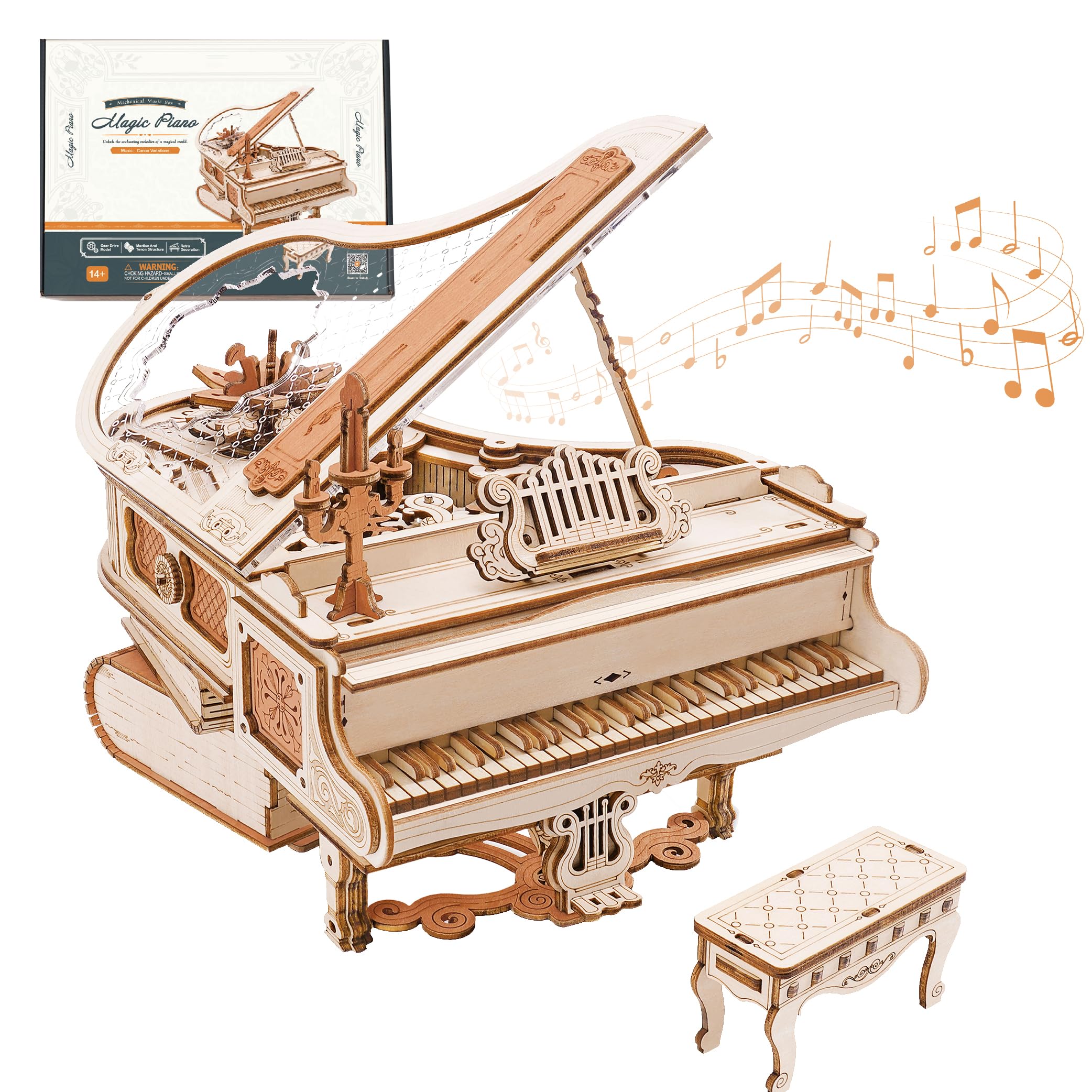 Caja De Música Mecánica Rowood Magic Piano Model 3d Puzzle - Venta Internacional.