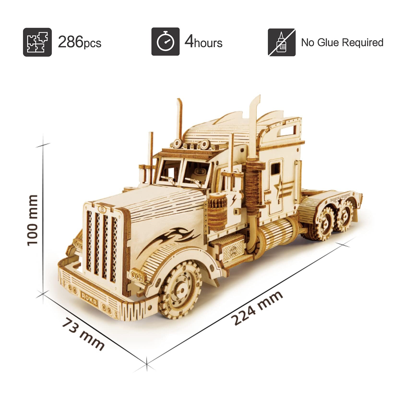 Foto 6 | Puzzle De Madera 3d Modelo De Camión Pesado Rokr De Coche Mecánico - Venta Internacional.
