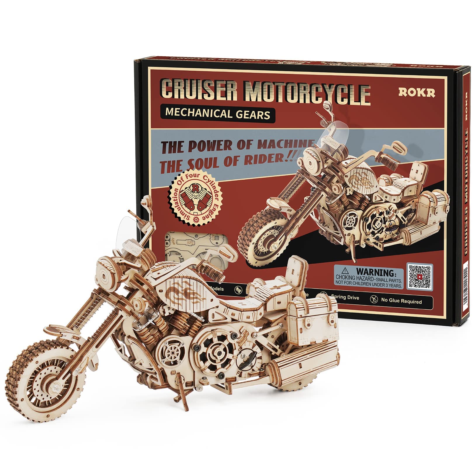 Foto 8 pulgar | Rompecabezas De Madera 3d Rokr Cruiser, Modelo De Motocicleta A Escala 1:8 - Venta Internacional.