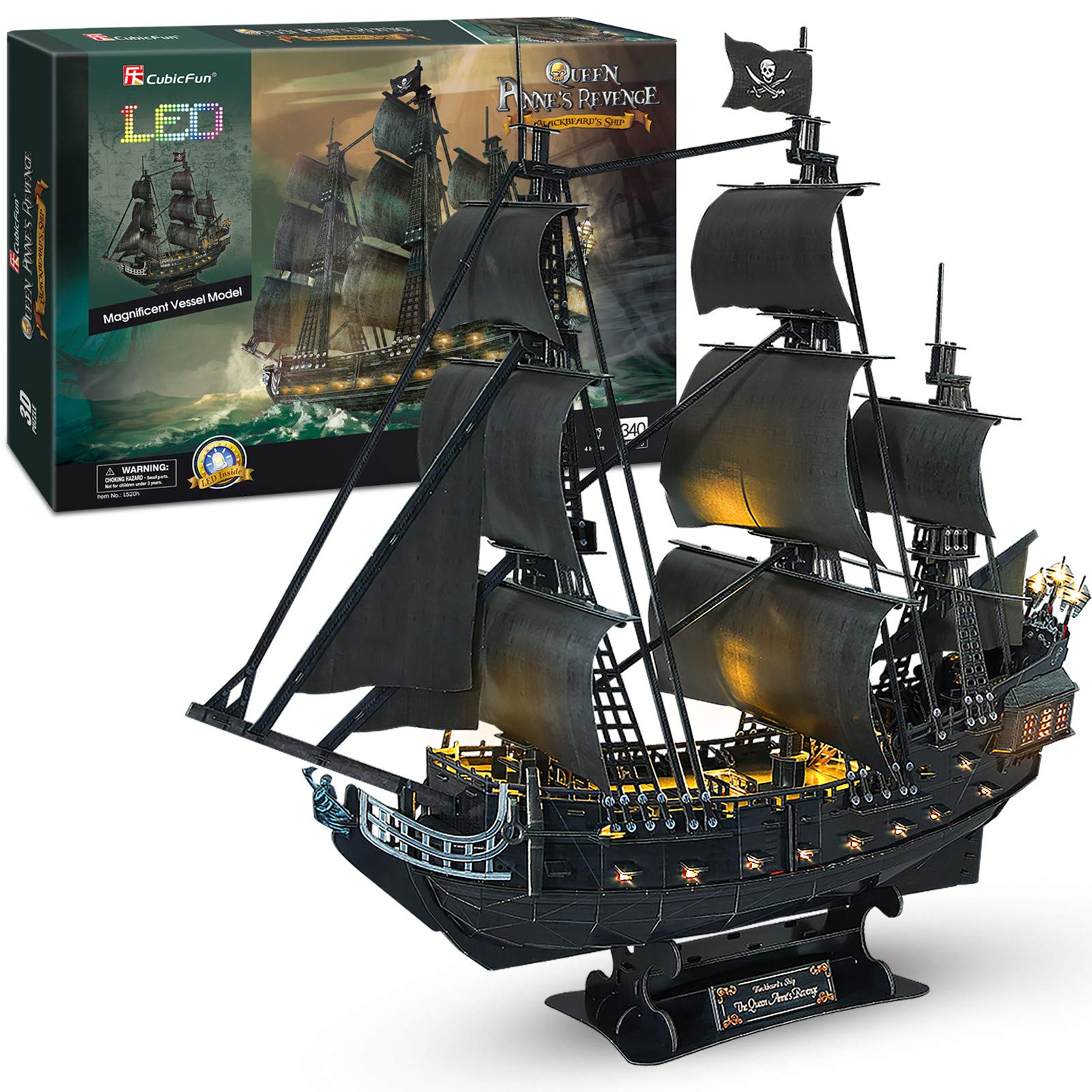 Puzzle 3d Cubicfun Queen Anne's Revenge Pirate Ship 340 Piezas - Venta Internacional.