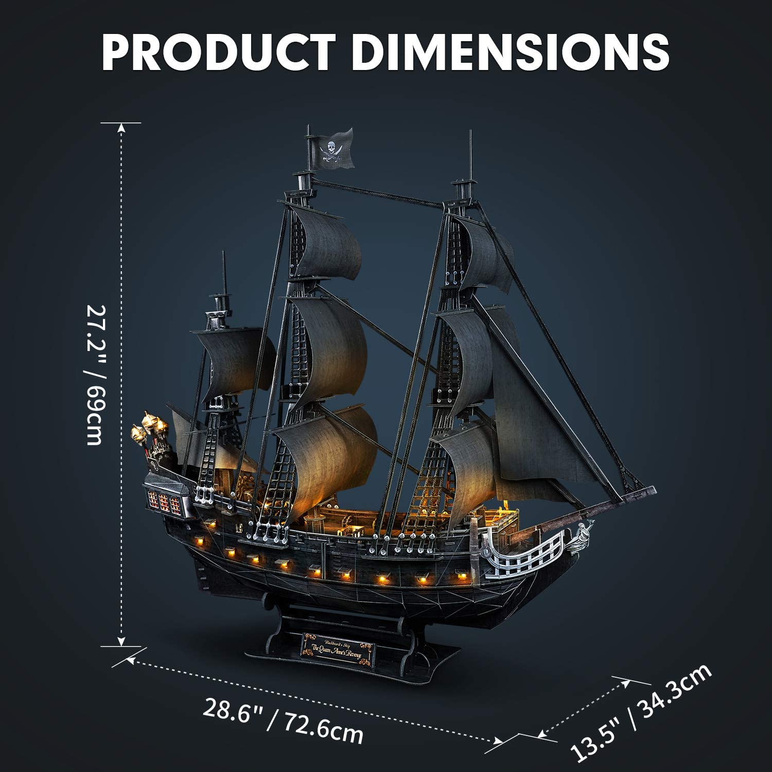 Foto 8 pulgar | Puzzle 3d Cubicfun Queen Anne's Revenge Pirate Ship 340 Piezas - Venta Internacional.