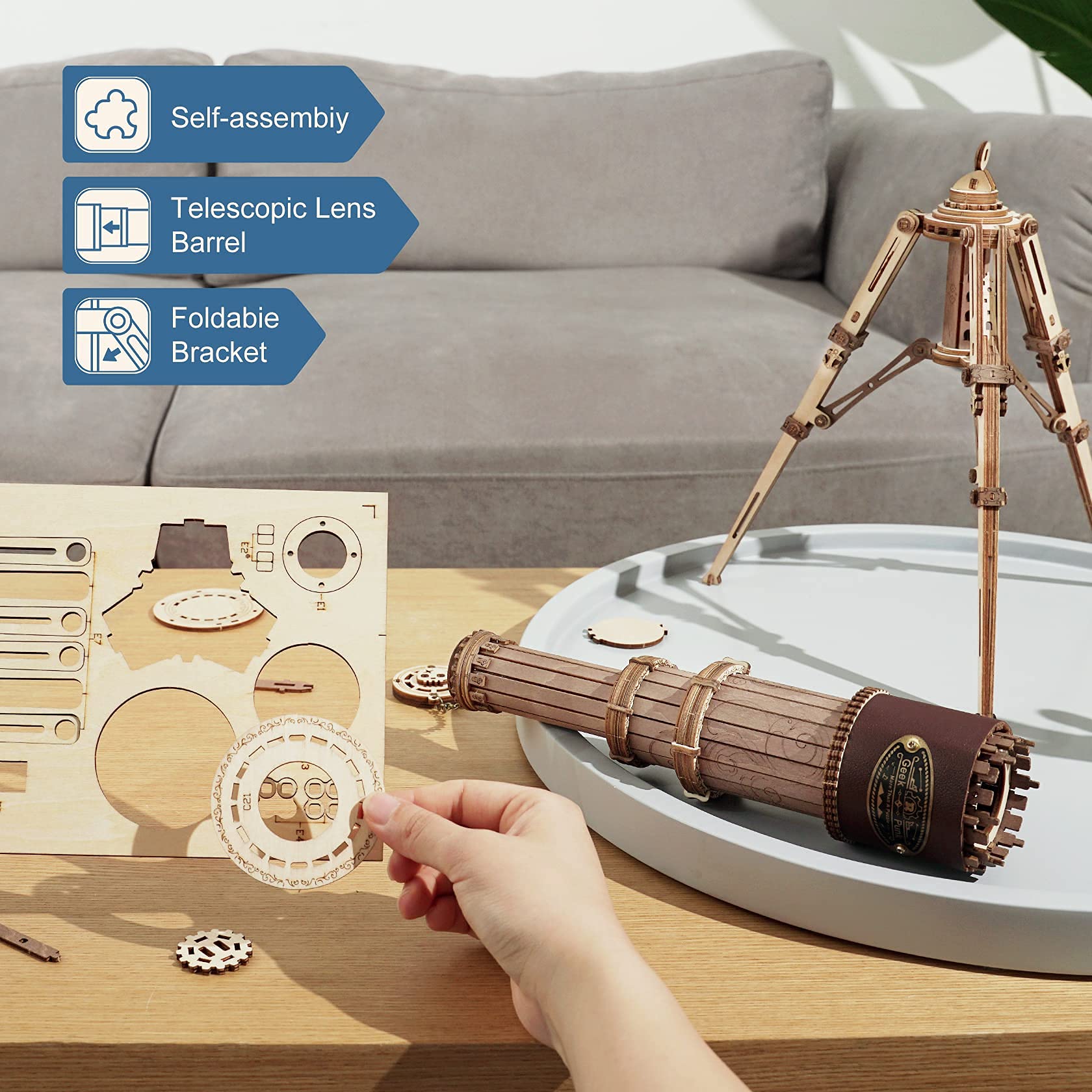 Foto 3 pulgar | Puzzle 3d Del Telescopio Monocular De Madera Rokr Modelo St004 - Venta Internacional.