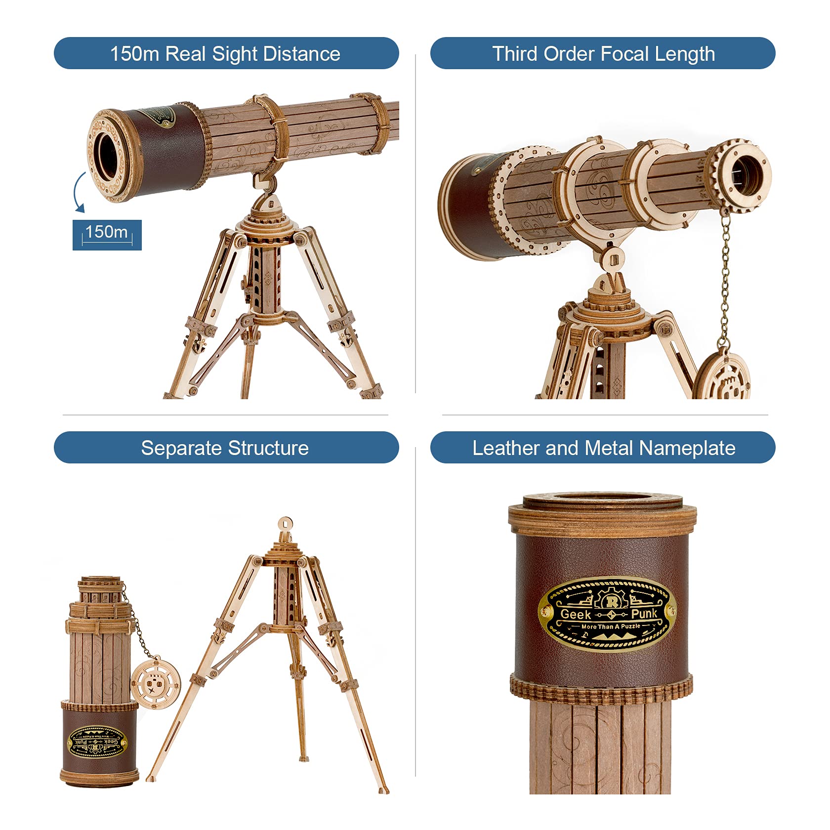 Foto 6 pulgar | Puzzle 3d Del Telescopio Monocular De Madera Rokr Modelo St004 - Venta Internacional.