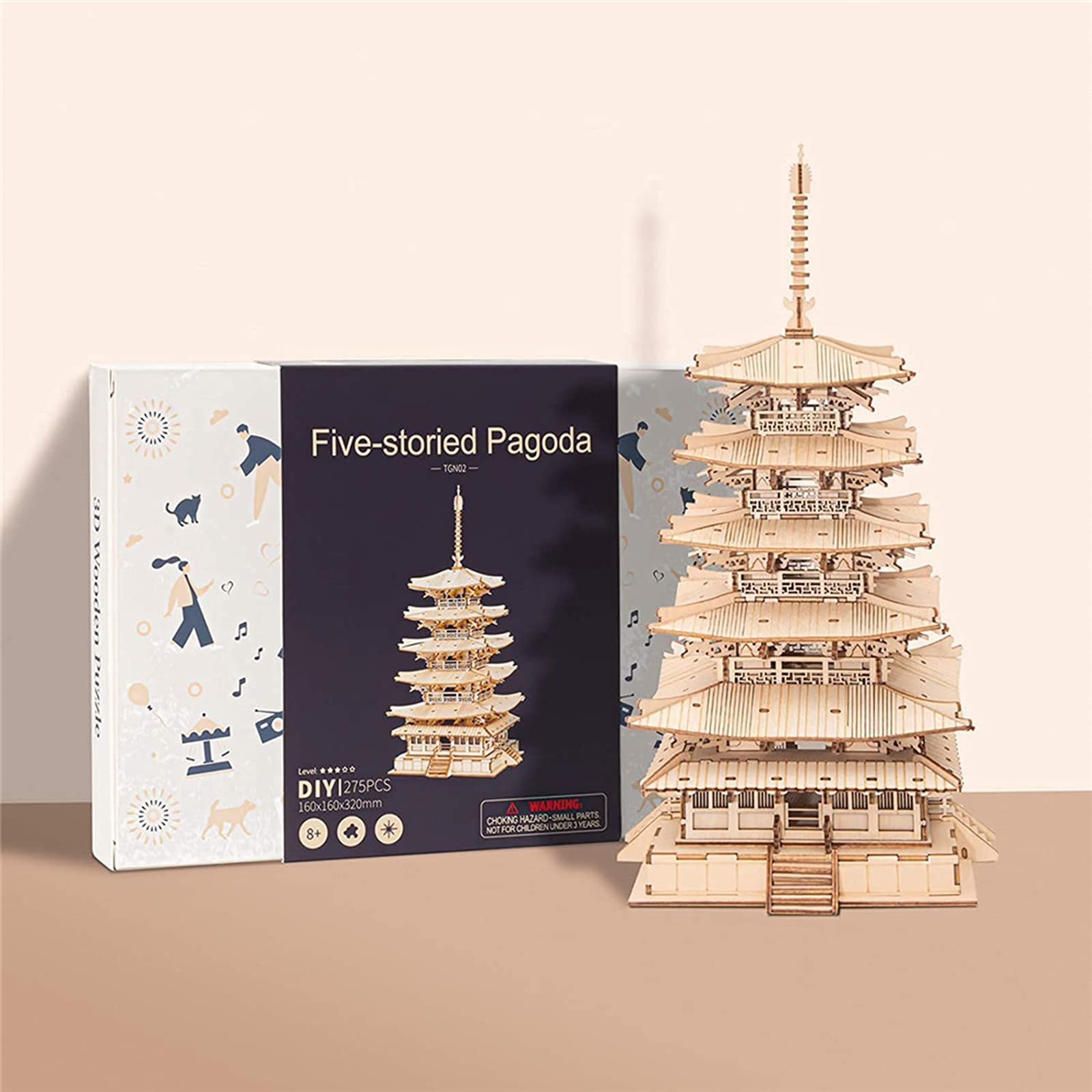 Foto 6 pulgar | Juego De Maquetas De Madera De Pagoda Rowood De Cinco Pisos Con Rompecabezas 3d, 275 Piezas - Venta Internacional.