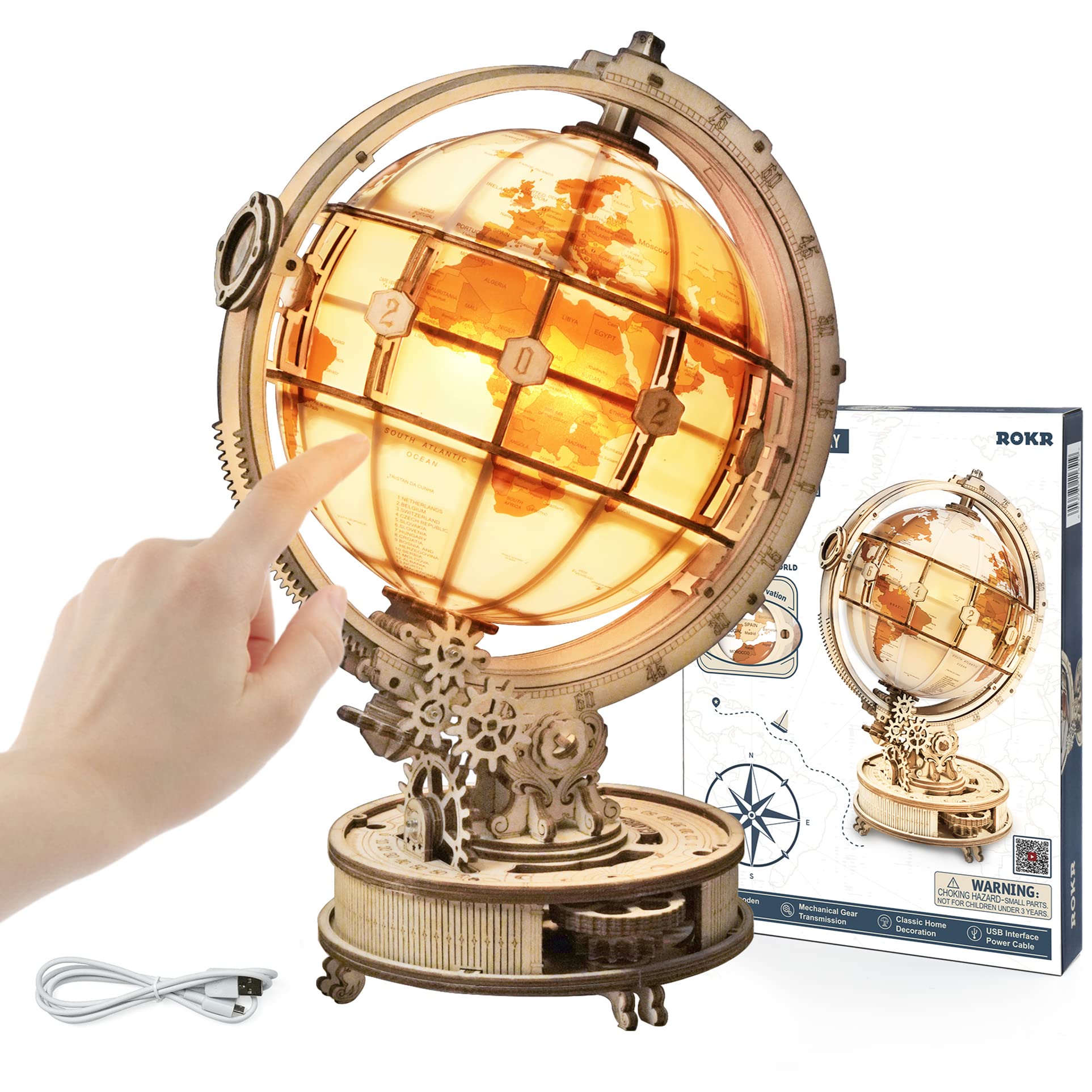 Puzzle De Madera 3d Rokr Con Iluminación Led, Modelo St003 - Venta Internacional.