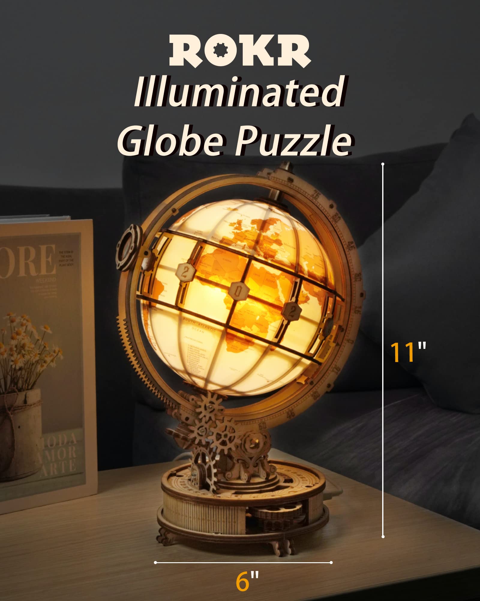 Foto 3 pulgar | Puzzle De Madera 3d Rokr Con Iluminación Led, Modelo St003 - Venta Internacional.