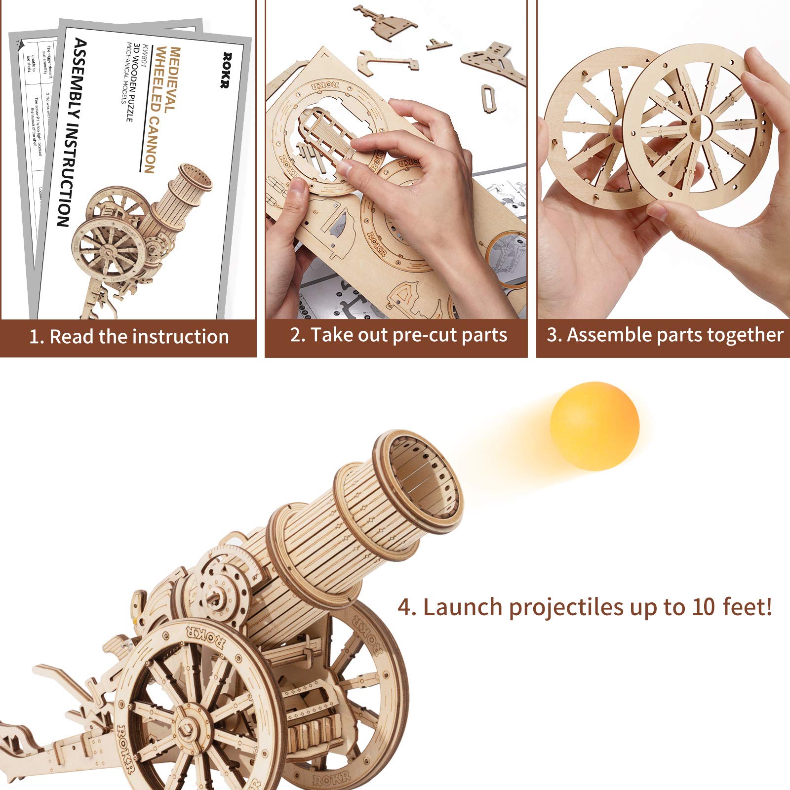 Foto 5 pulgar | Kit De Construcción De Maquetas De Rompecabezas 3d Rokr De Juguete De Catapulta De Madera - Venta Internacional.