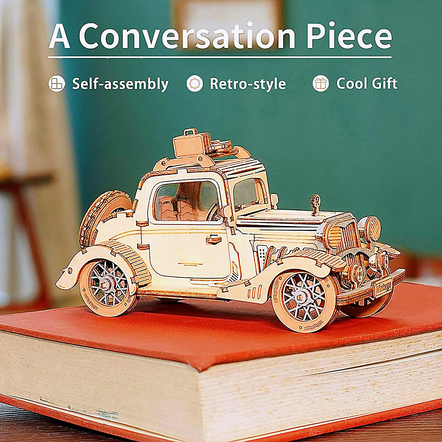 Foto 6 | Puzzle 3d Rowood, Modelo De Coche Vintage, Juguete De Madera, Bricolaje, Regalo - Venta Internacional.