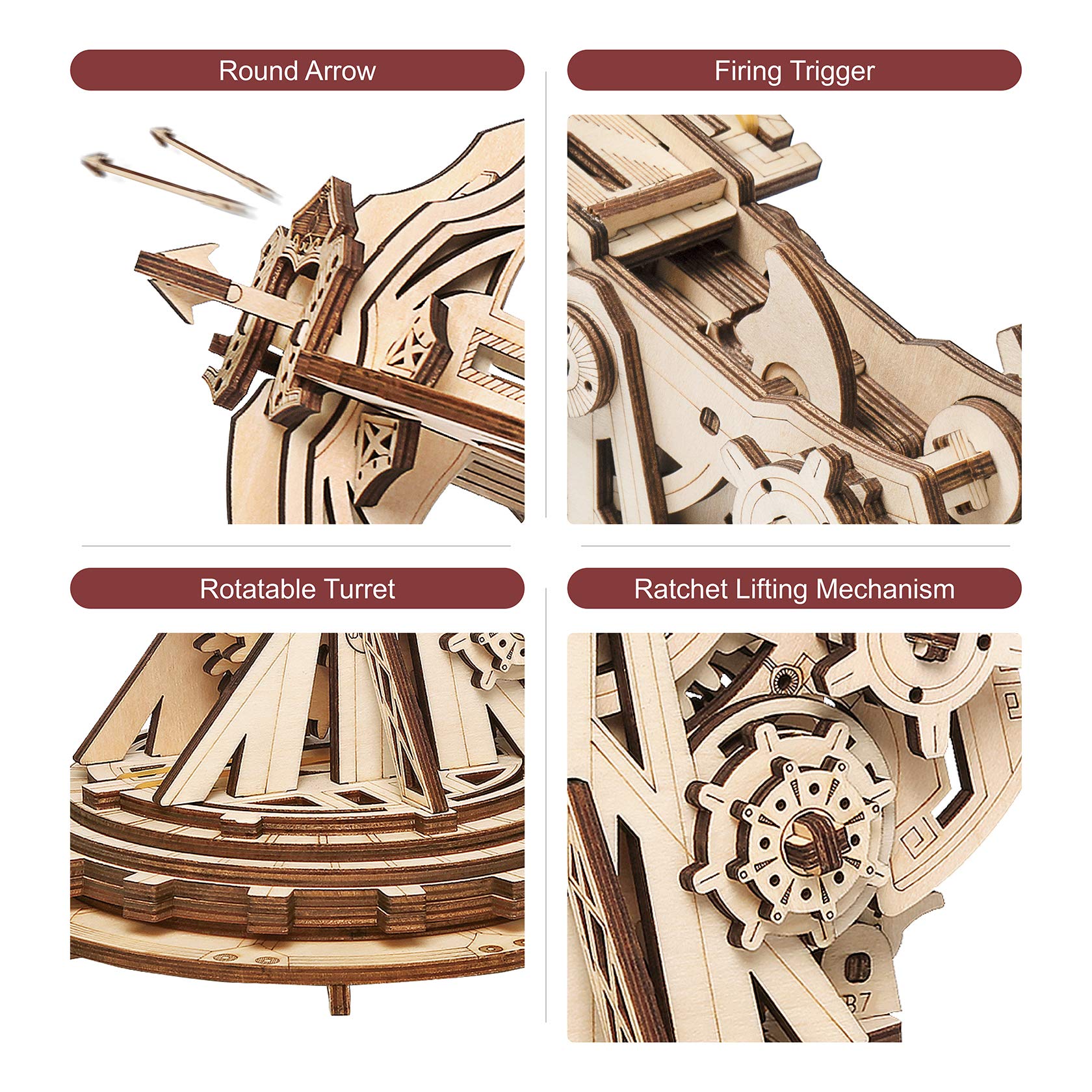 Foto 5 pulgar | Kit De Maquetas De Rompecabezas De Madera 3d Catapult Mechanical Rowood - Venta Internacional.